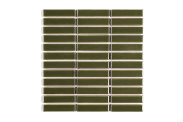 1x4 Straight Set Sheeted Original Ceramic Mosaic Tile in Bonsai Gloss