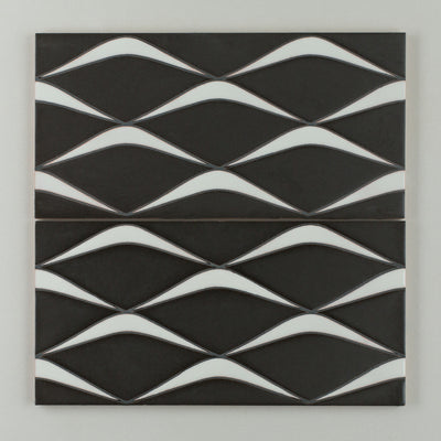 6x12 Handpainted Sample Uni Mountain  in Black & White Motif