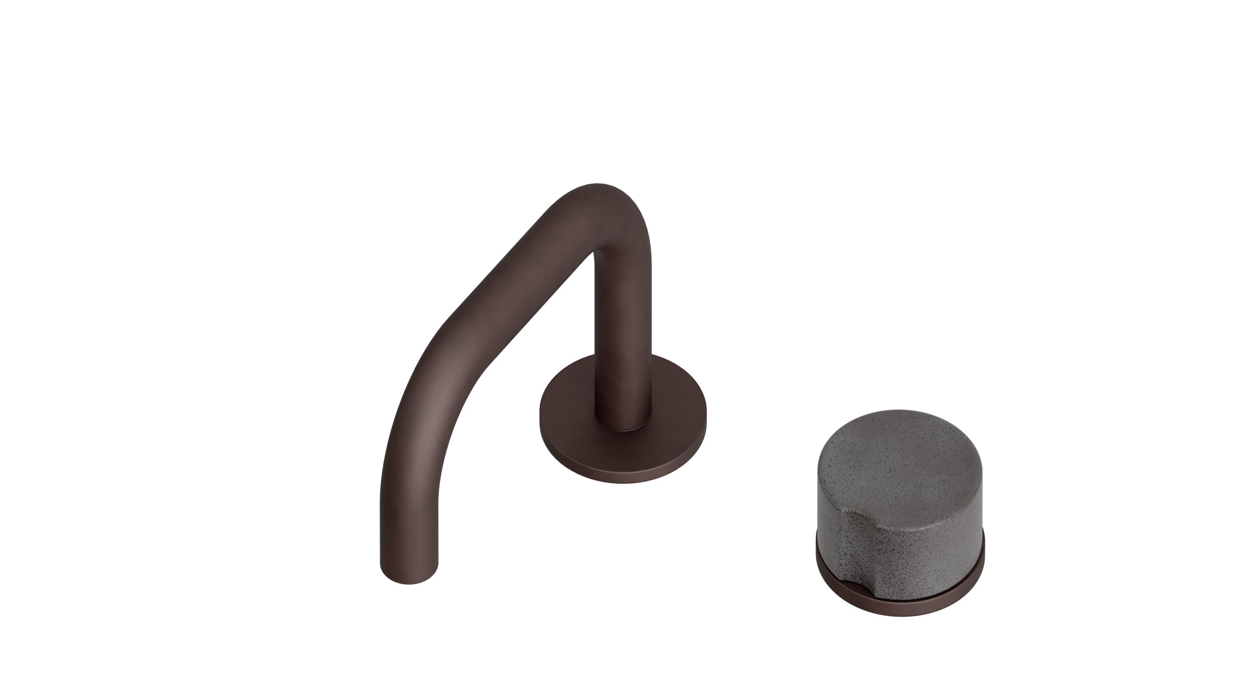 Foundry One Handle Deck Mount Squaretop Lavatory Faucet with Groove Ceramic Knob Handle in Architectural Copper