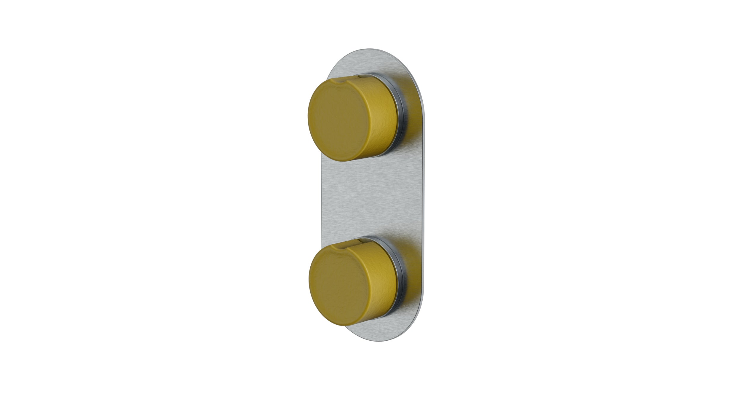 Foundry Two Handle Wall Mount Shower Trim with Groove Ceramic Knob Handles in Satin Chrome