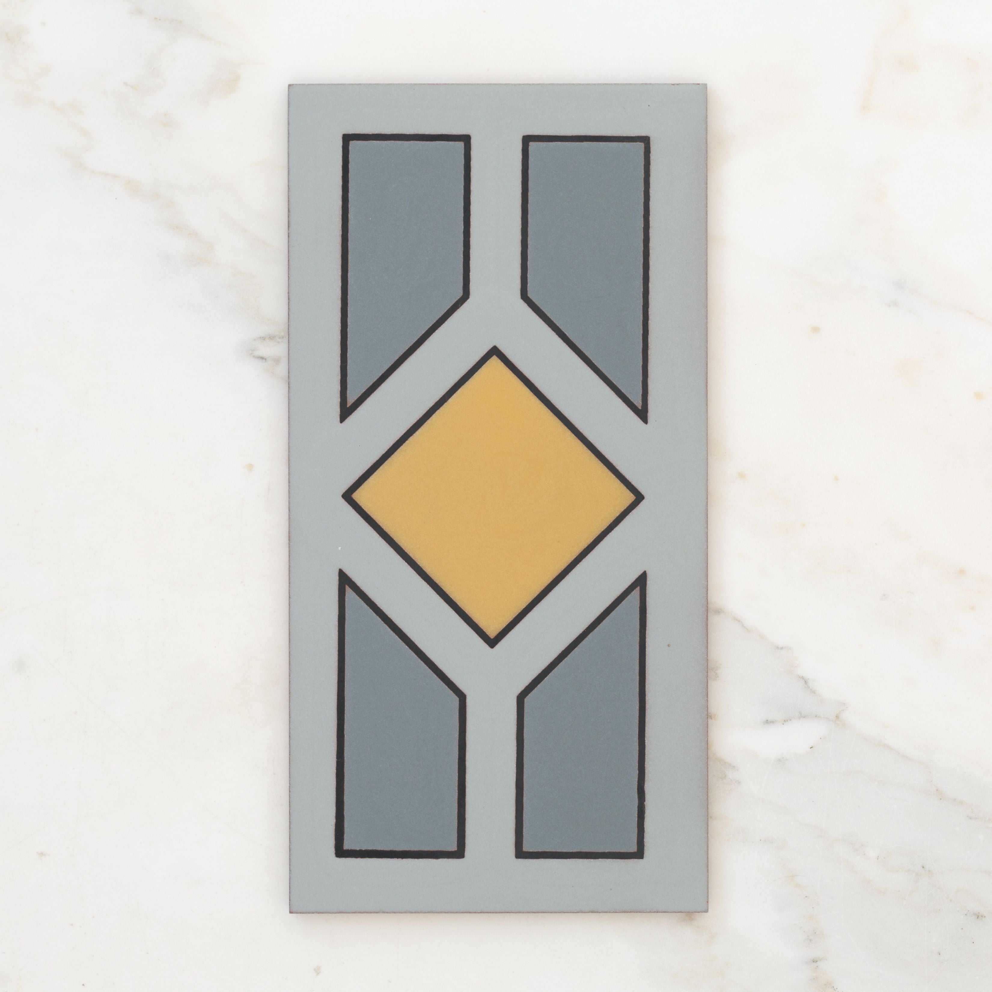 6x12 Handpainted Tile Chicago in Yellow Motif