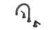 Emerson Two Handle Deck Mount Gooseneck Lavatory Faucet with Classic Lever Handles in Blackened Nickel