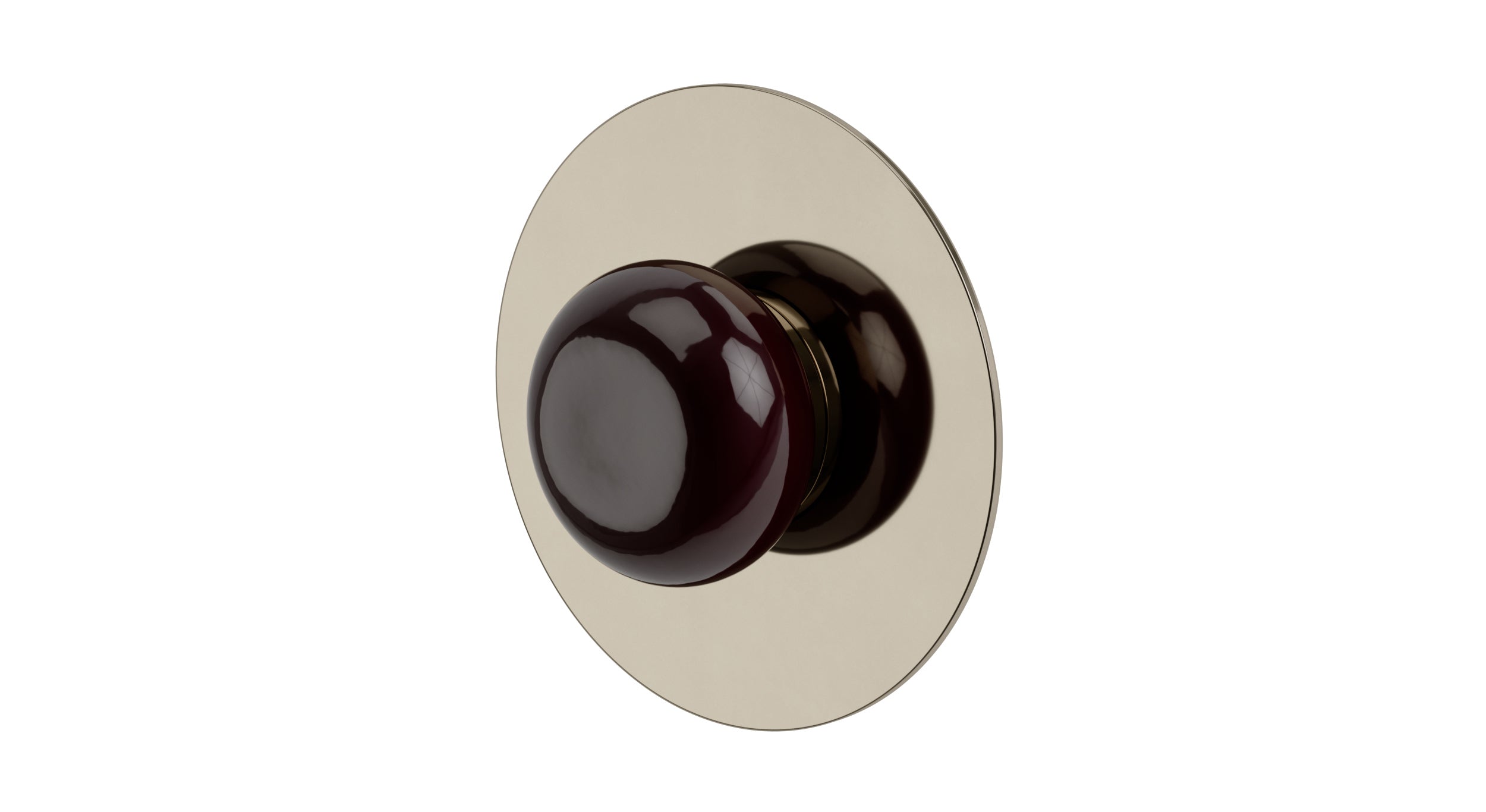 Foundry One Handle Wall Mount Shower Trim with Pebble Ceramic Knob Handle in Polished Nickel