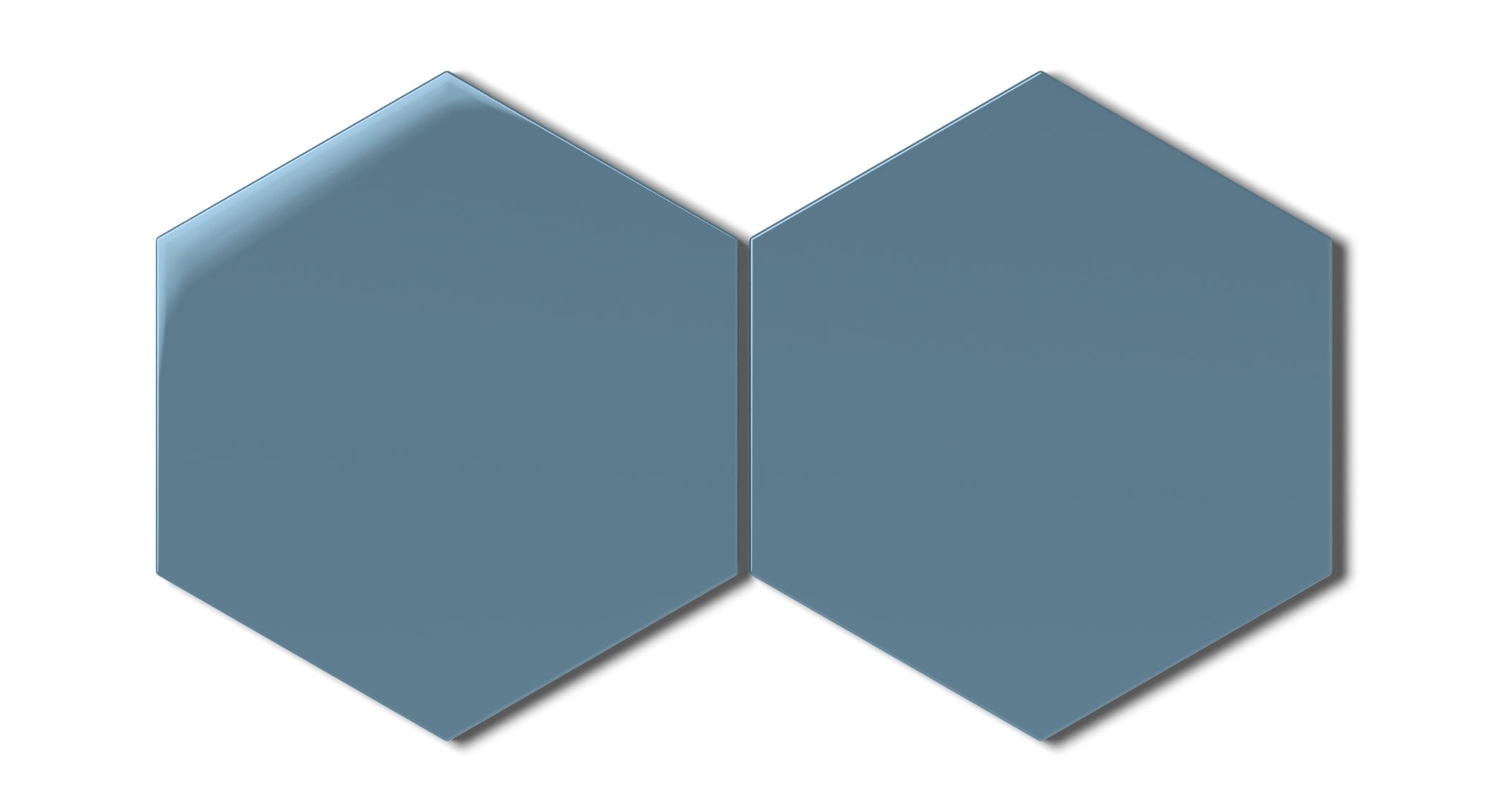 8" Hexagon Natural Press Ceramic Tile in Azurite Gloss
