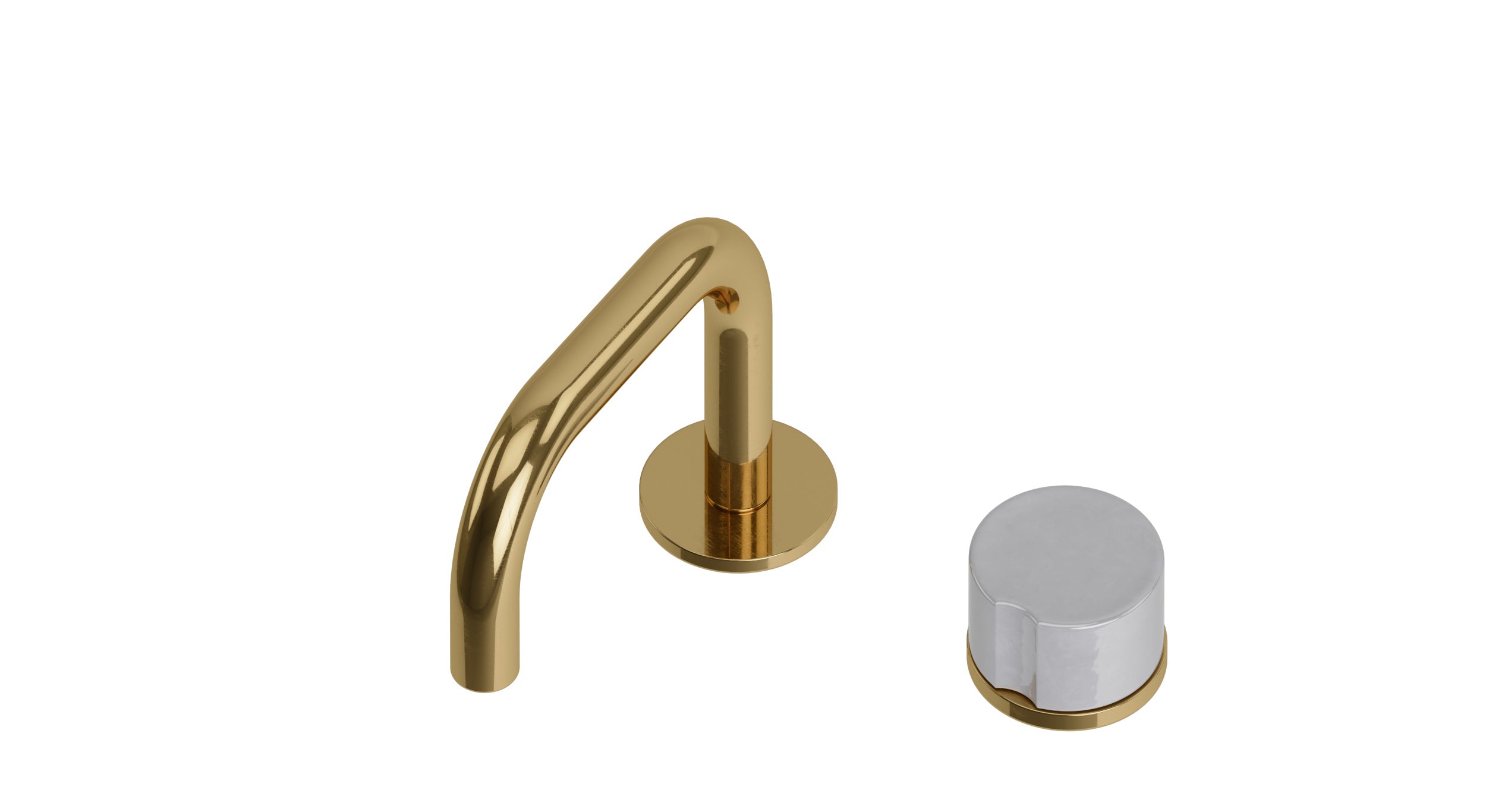 Foundry One Handle Deck Mount Squaretop Lavatory Faucet with Groove Ceramic Knob Handle in Uncoated Polished Brass