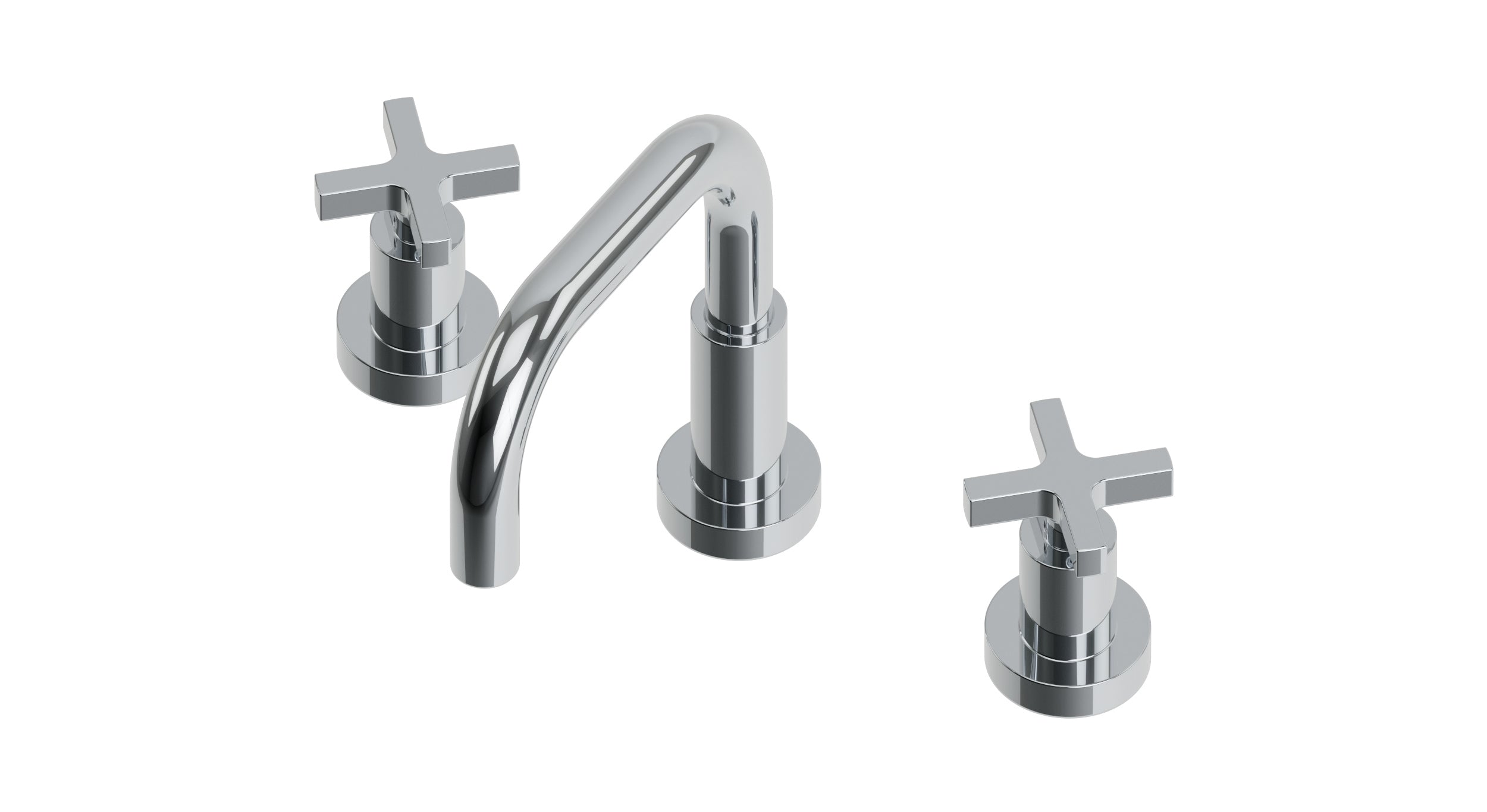 Flatiron Two Handle Deck Mount Squaretop Lavatory Faucet with Linear Cross Handles in Polished Chrome