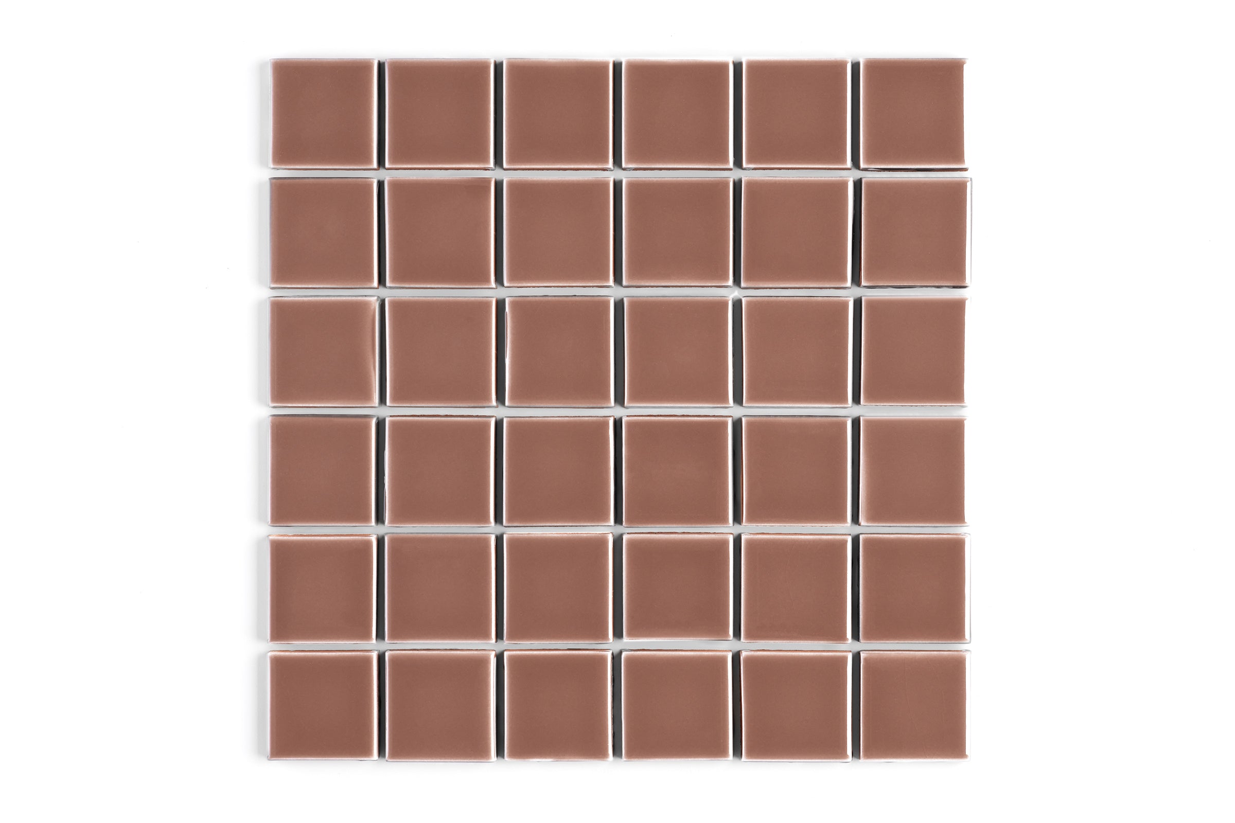 2x2 Straight Set Sheeted Original Ceramic Mosaic Tile in Mauve Gloss