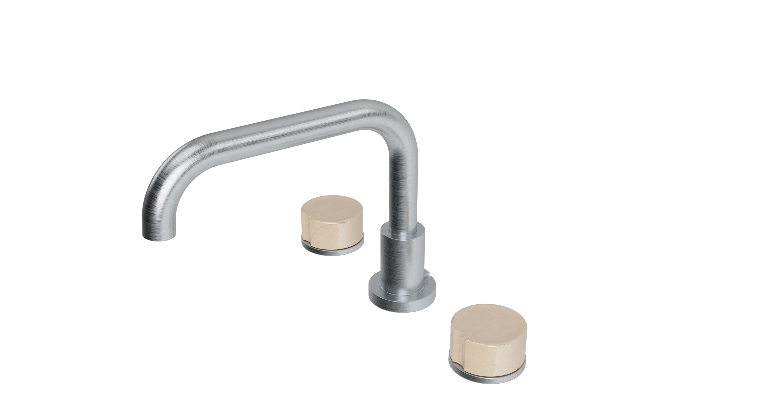 Foundry Two Handle Deck Mount Squaretop Bath Trim with Groove Ceramic Knob Handles in Satin Chrome