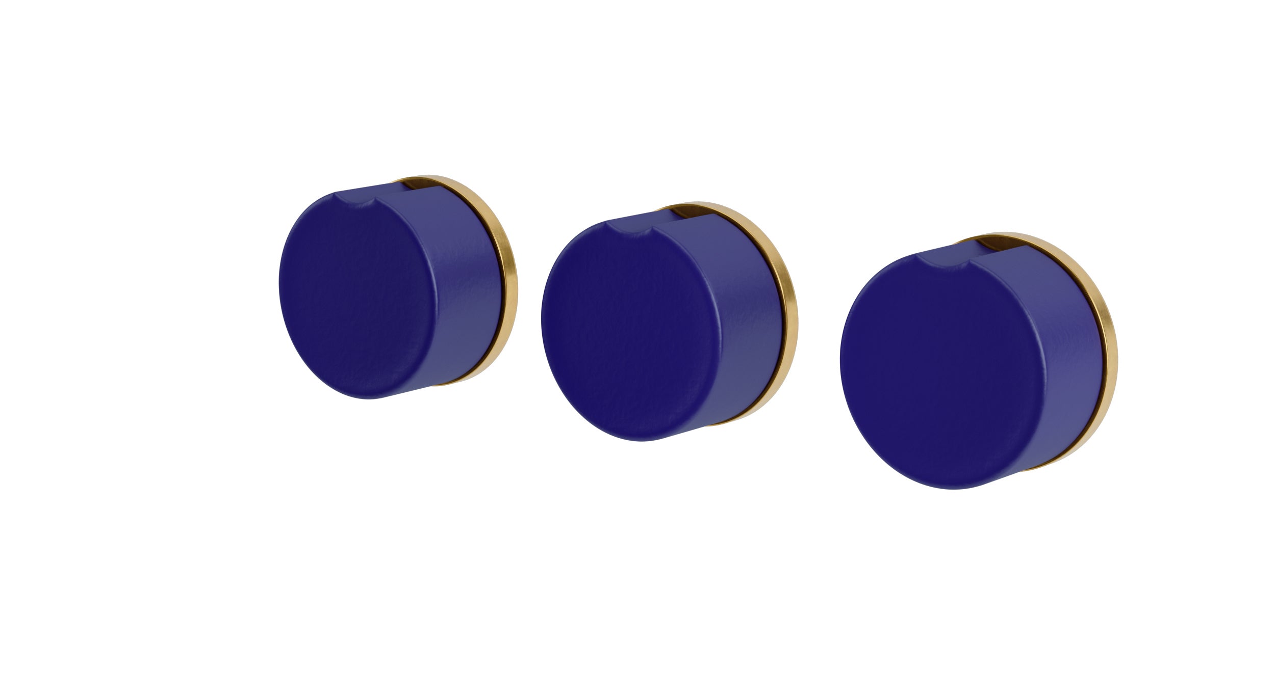 Foundry Three Handle Wall Mount Bath Trim with Diverter/Volume Control and Groove Ceramic Knob Handles in French Brass