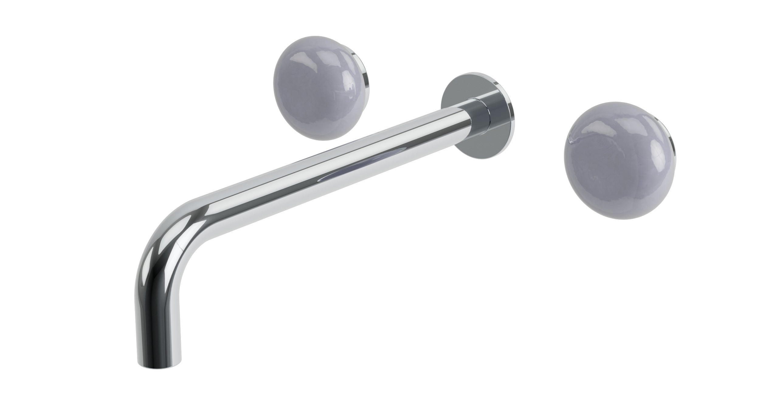 Foundry Two Handle Wall Mount 10" Lavatory Faucet with Pebble Ceramic Knob Handles in Polished Chrome