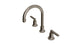Emerson Two Handle Deck Mount Gooseneck Lavatory Faucet with Classic Lever Handles in Antique Nickel