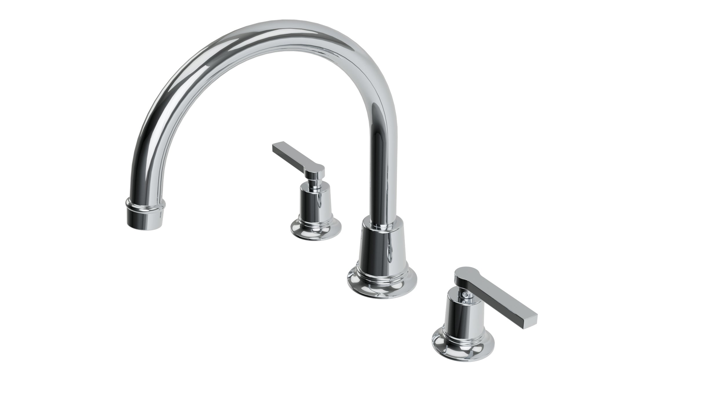 Emerson Two Handle Deck Mount Gooseneck Bath Trim with Classic Lever Handles
