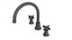 Emerson Two Handle Deck Mount Gooseneck Bath Trim with Defined Cross Handles in Blackened Nickel