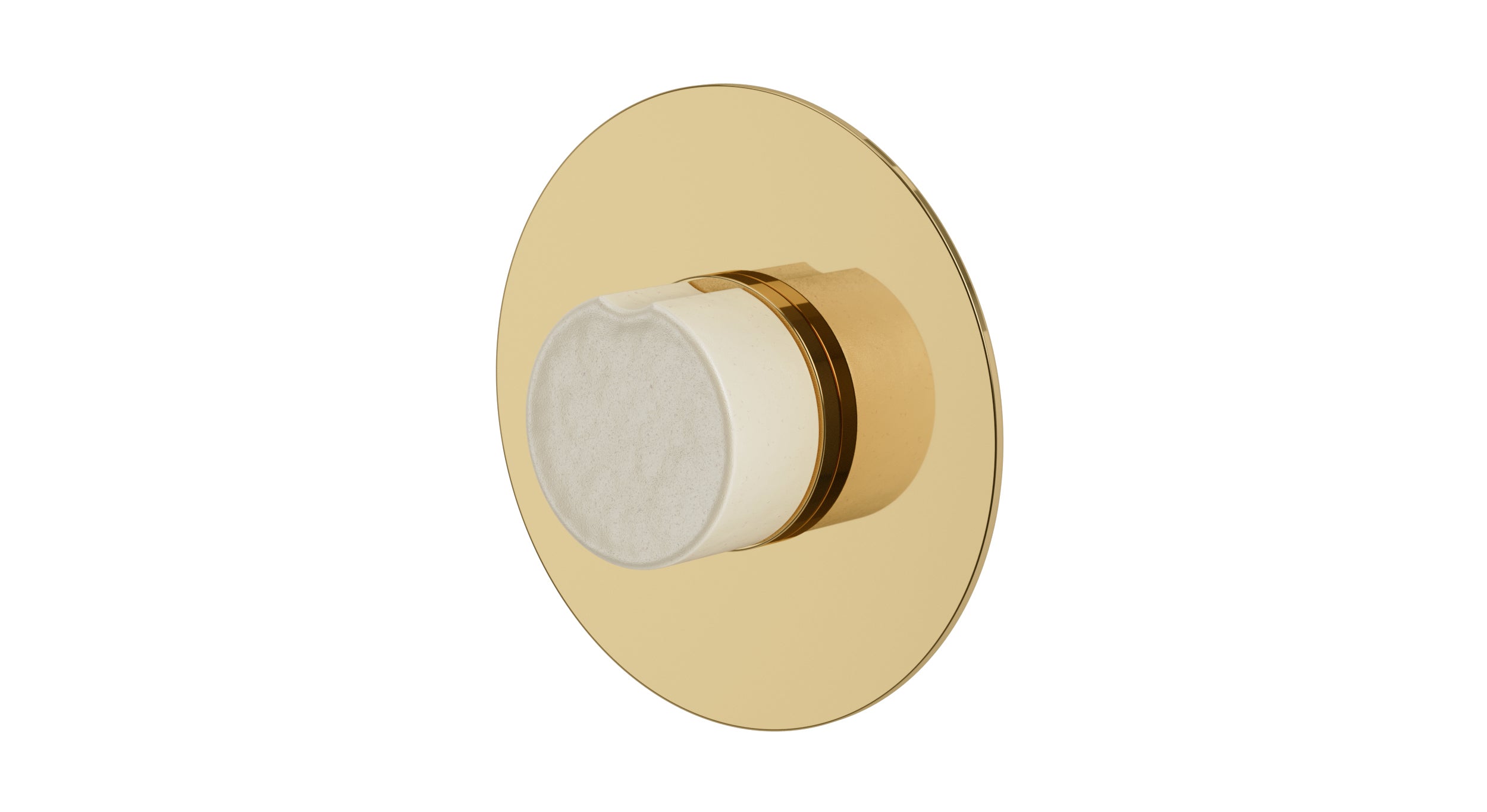 Foundry One Handle Wall Mount Shower Trim with Groove Ceramic Knob Handle in Polished Brass