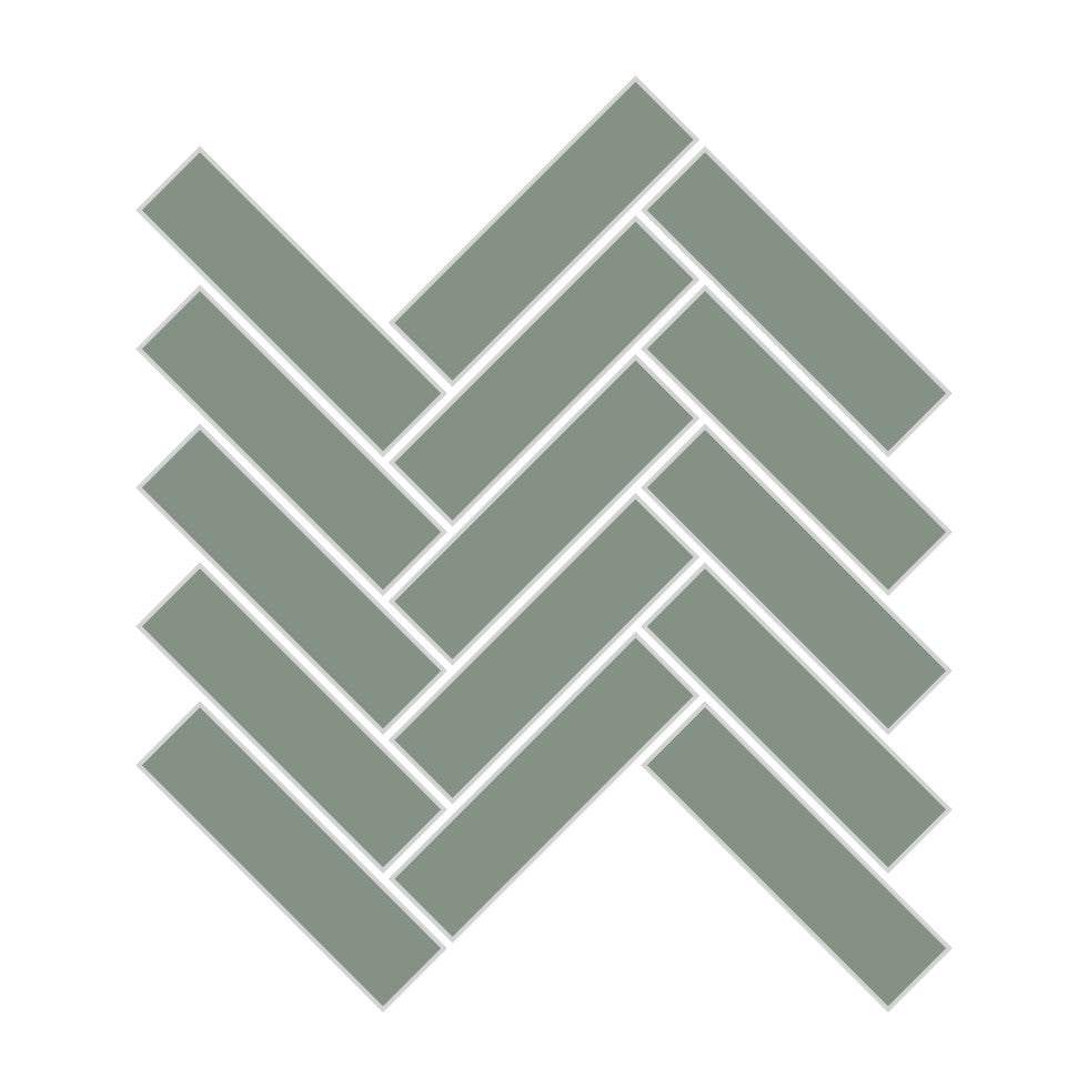 1x4 Herringbone Sheeted Glass Mosaic Tile in Hummingbird Matte