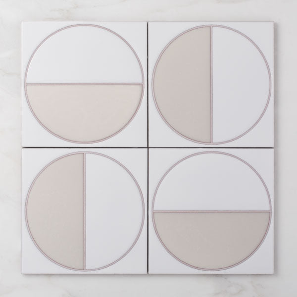 8x8 Handpainted Tile Harvest in White Motif