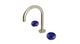 Foundry Two Handle Deck Mount Gooseneck Lavatory Faucet with Pebble Ceramic Knob Handles in Satin Nickel