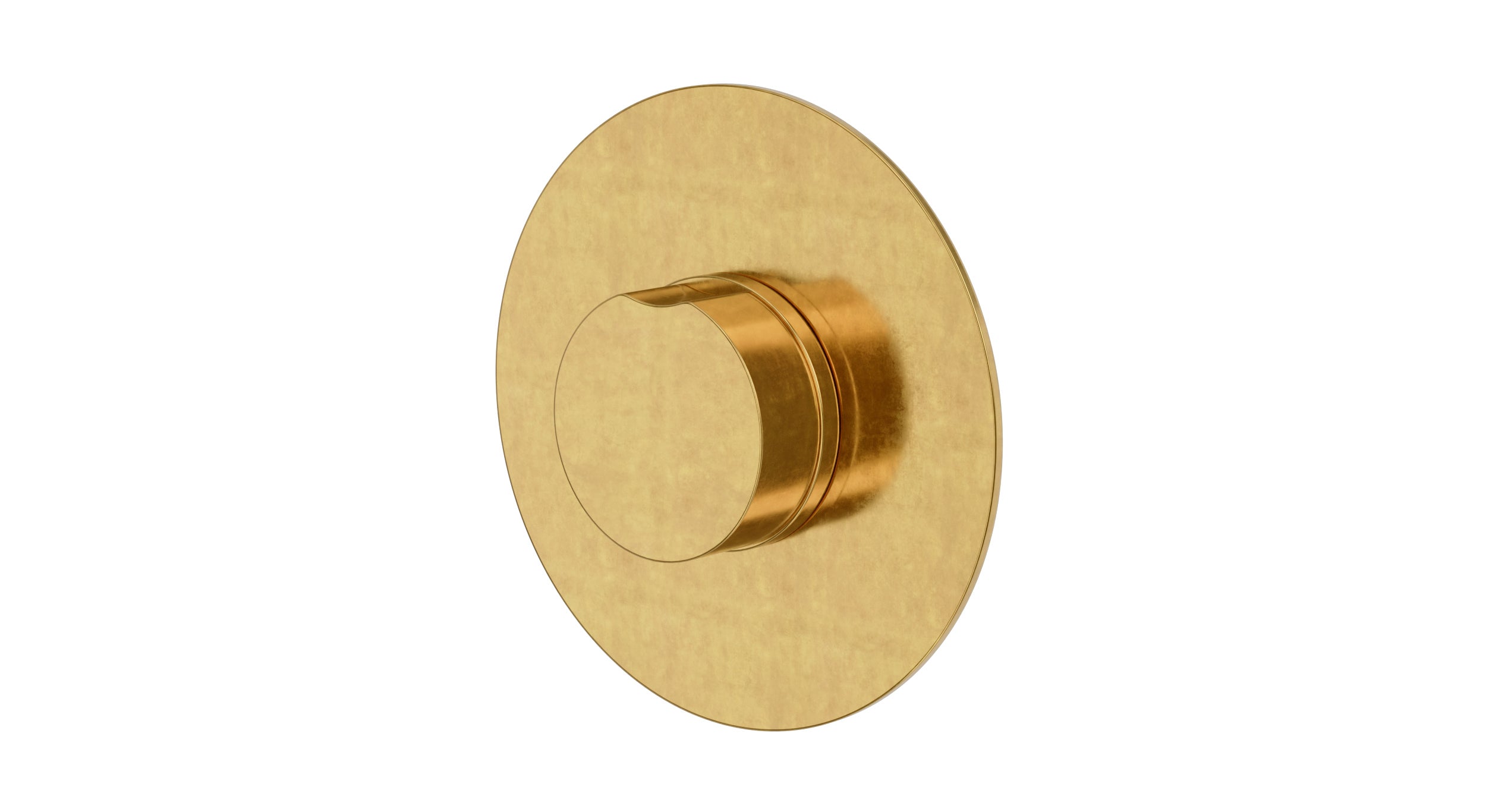 Foundry One Handle Wall Mount Shower Trim with Barrel Knob Handle in French Brass
