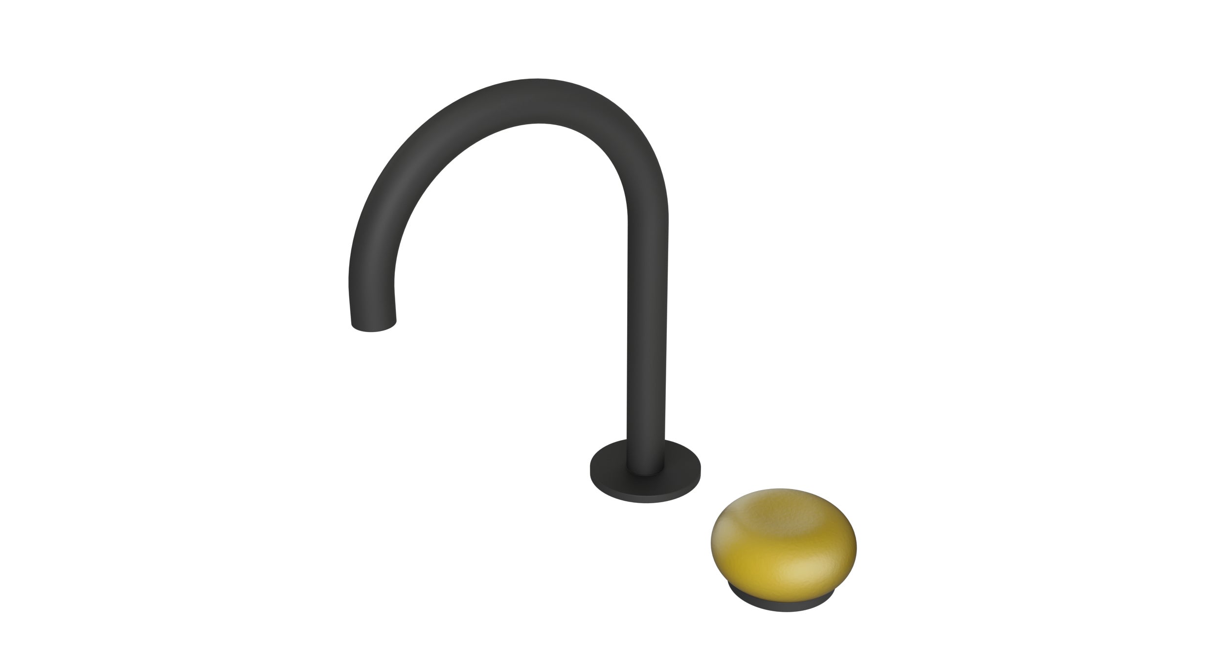 Foundry One Handle Deck Mount Gooseneck Lavatory Faucet with Pebble Ceramic Knob Handle in Matte Black