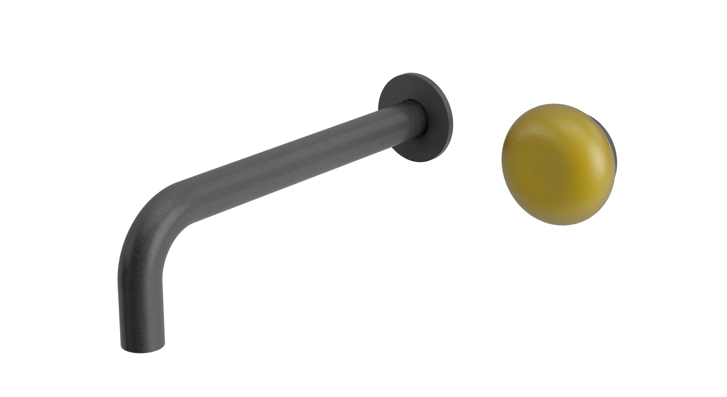Foundry One Handle Wall Mount 7.5" Lavatory Faucet with Pebble Ceramic Knob Handle in Blackened Nickel