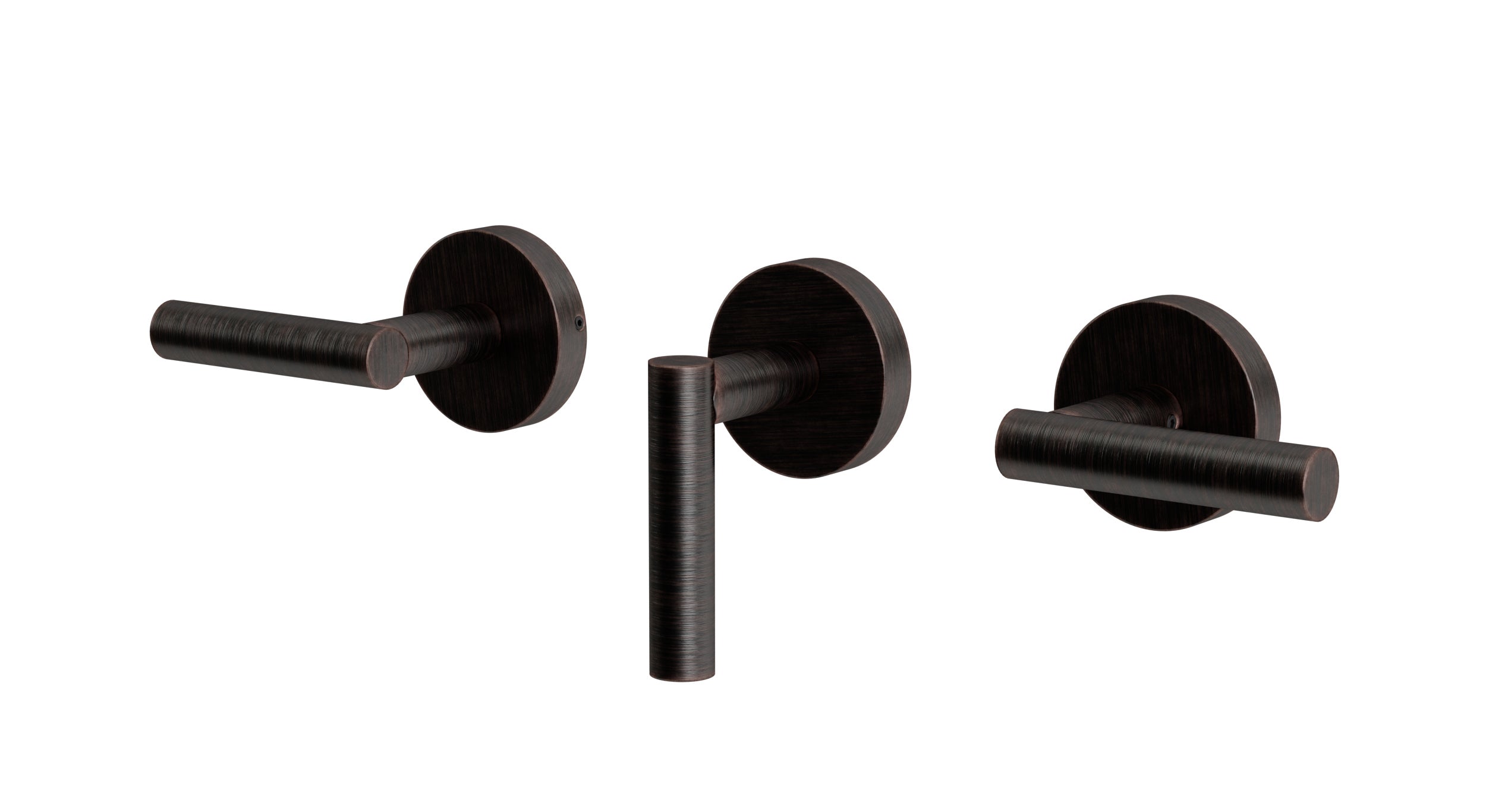 Contour Three Handle Wall Mount Bath Trim with Diverter/Volume Control and Soft Lever Handles in Antique Bronze
