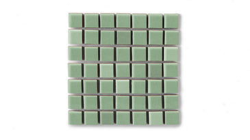 1x1 Straight Set Sheeted Original Ceramic Mosaic Tile in Sea Green Matte
