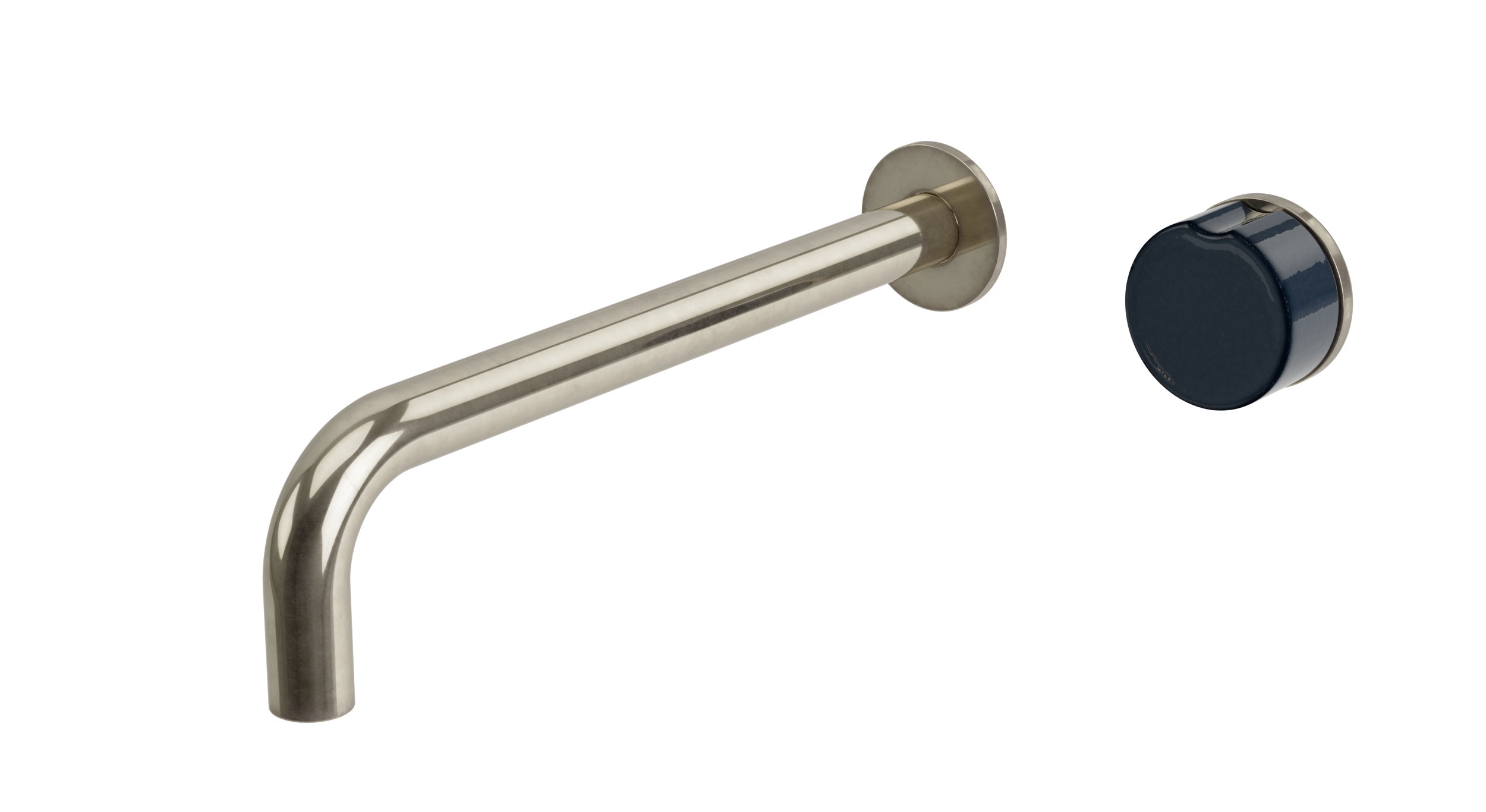Foundry One Handle Wall Mount 10" Lavatory Faucet with Groove Ceramic Knob Handle in French Nickel