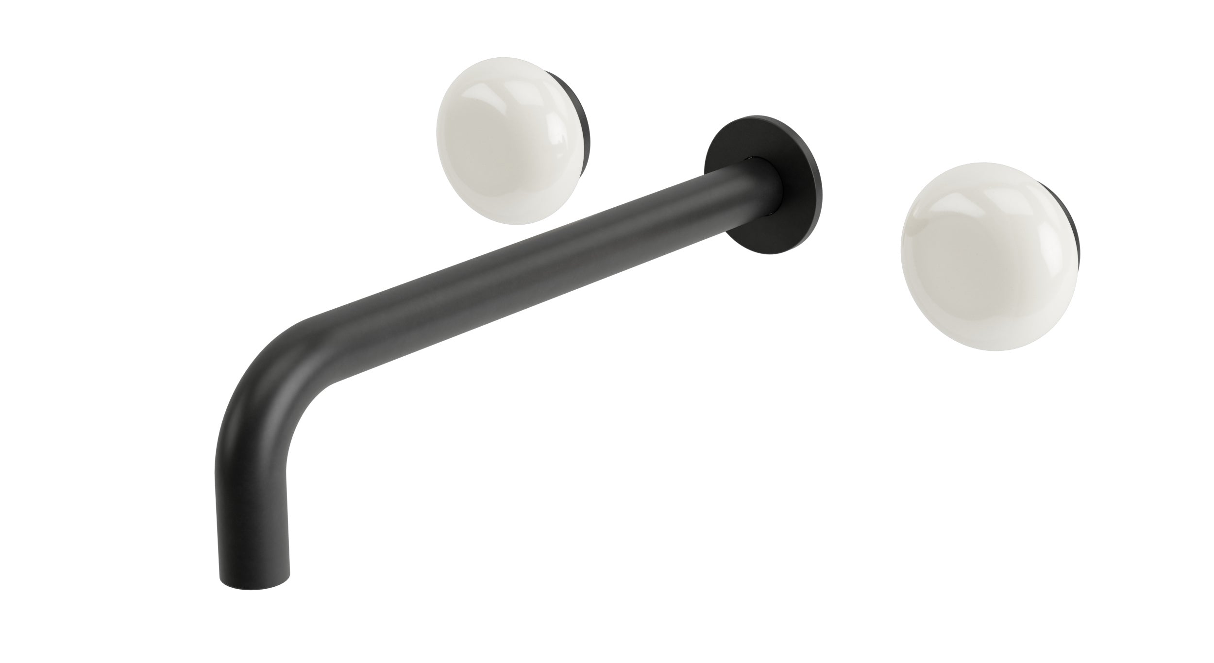 Foundry Two Handle Wall Mount 10" Lavatory Faucet with Pebble Ceramic Knob Handles in Oil Rubbed Bronze