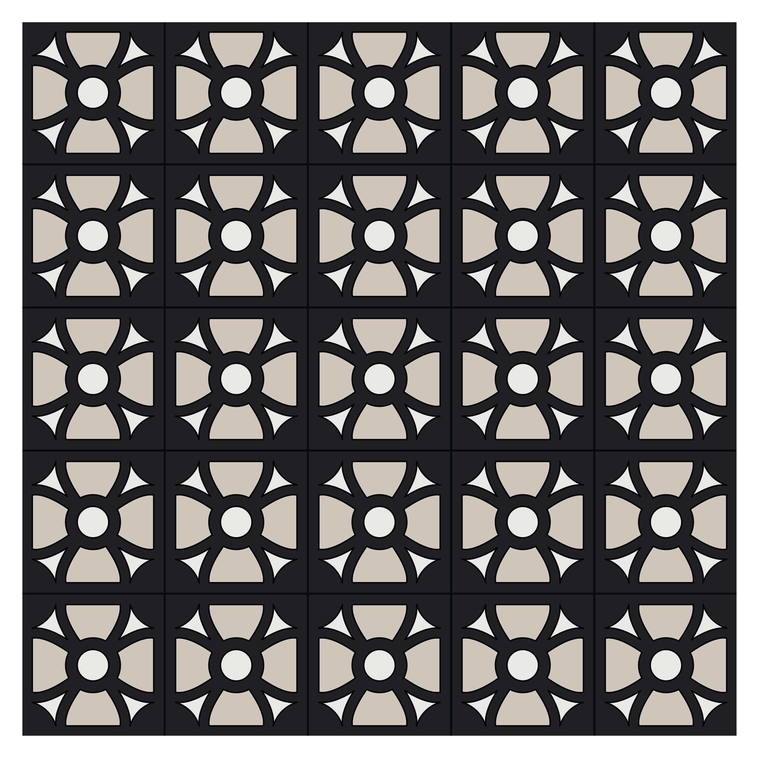 8x8 Handpainted Tile Arlington in Black Motif