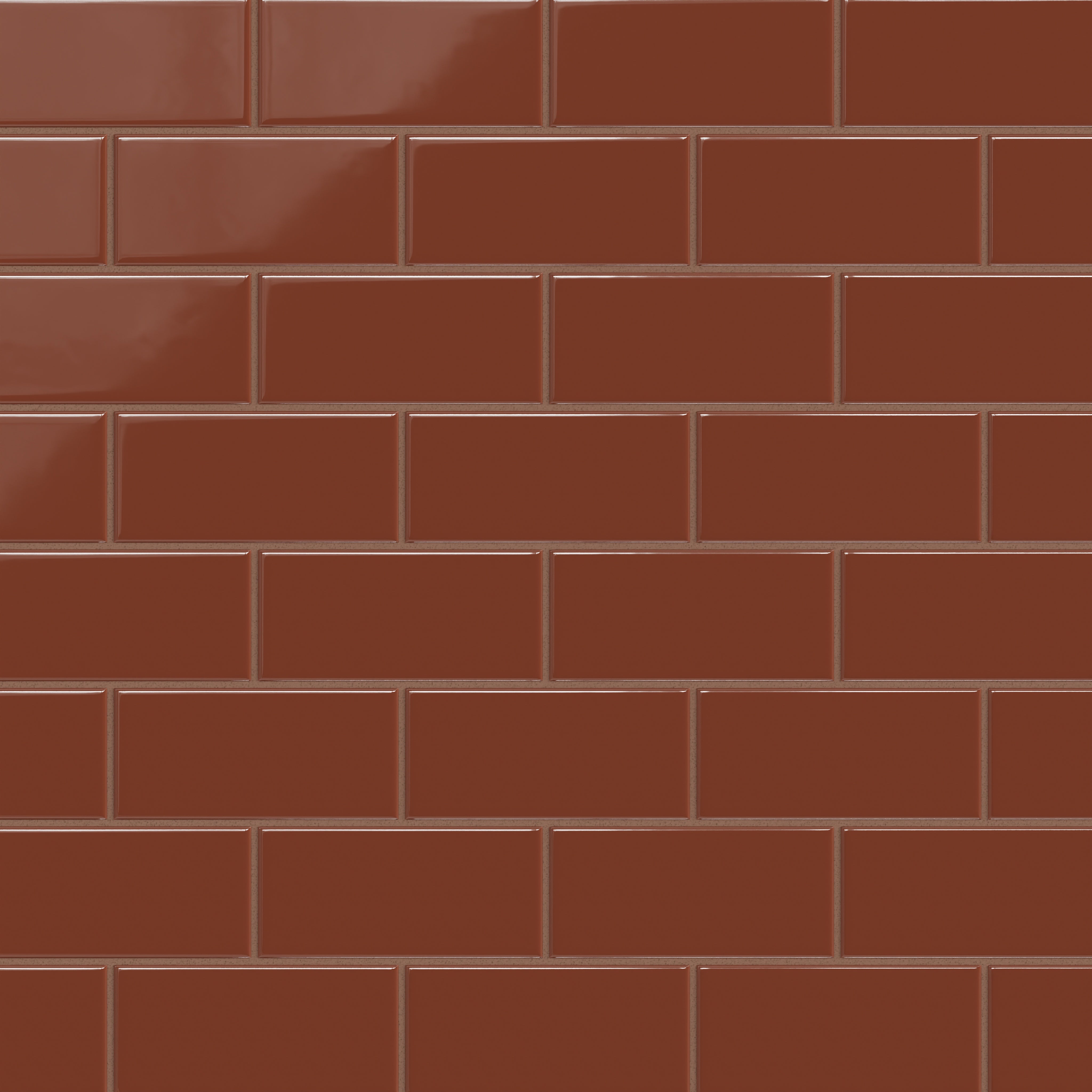 3x6 Natural Press Ceramic Tile in Red Iron Oxide Gloss