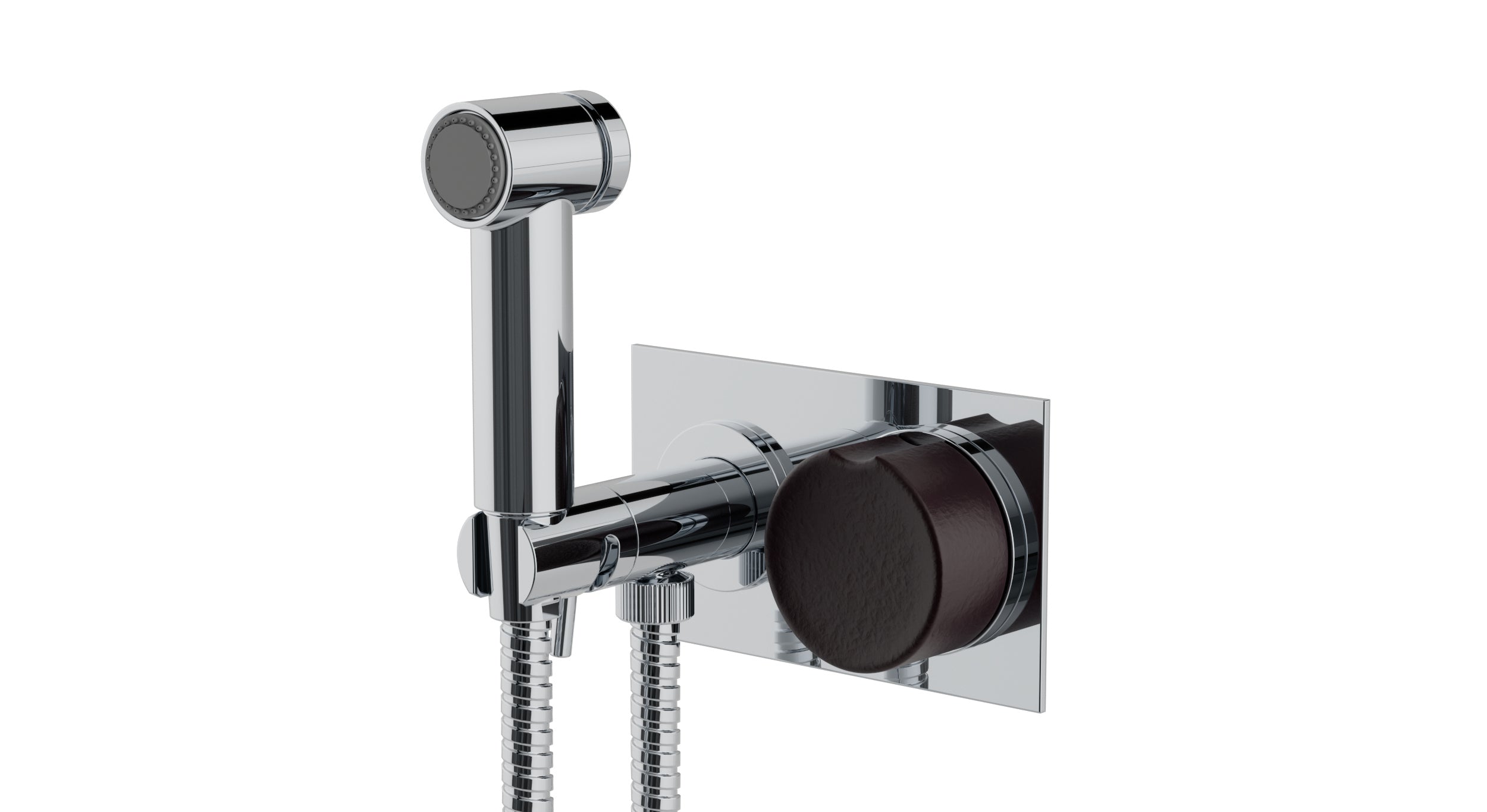 Foundry One Handle Wall Mount Bidet Trim with Groove Ceramic Knob Handle in Polished Chrome