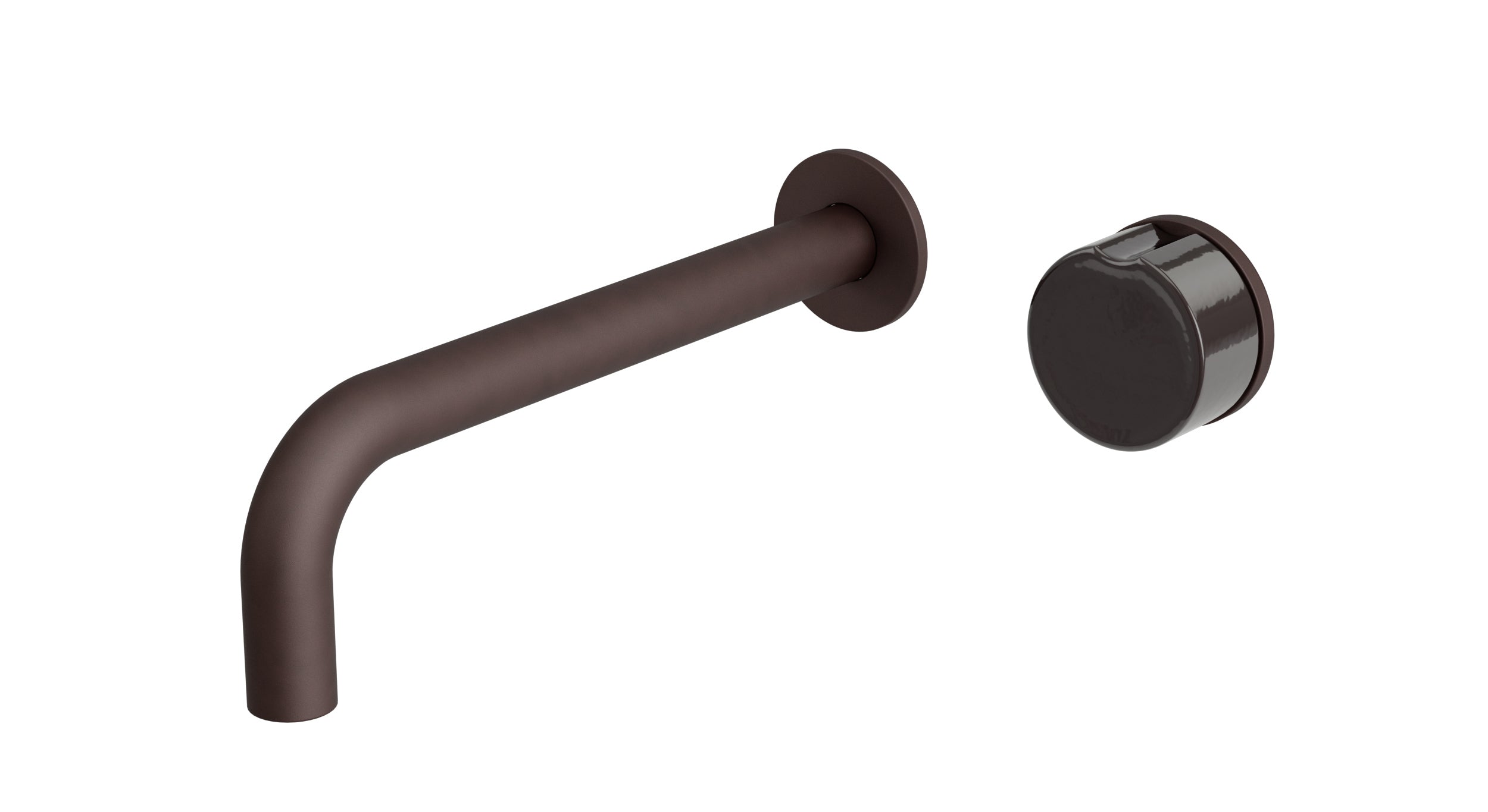 Foundry One Handle Wall Mount 7.5" Lavatory Faucet with Groove Ceramic Knob Handle in Architectural Copper
