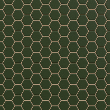 1" Hexagon Sheeted Original Ceramic Mosaic Tile in Hunter Green Matte
