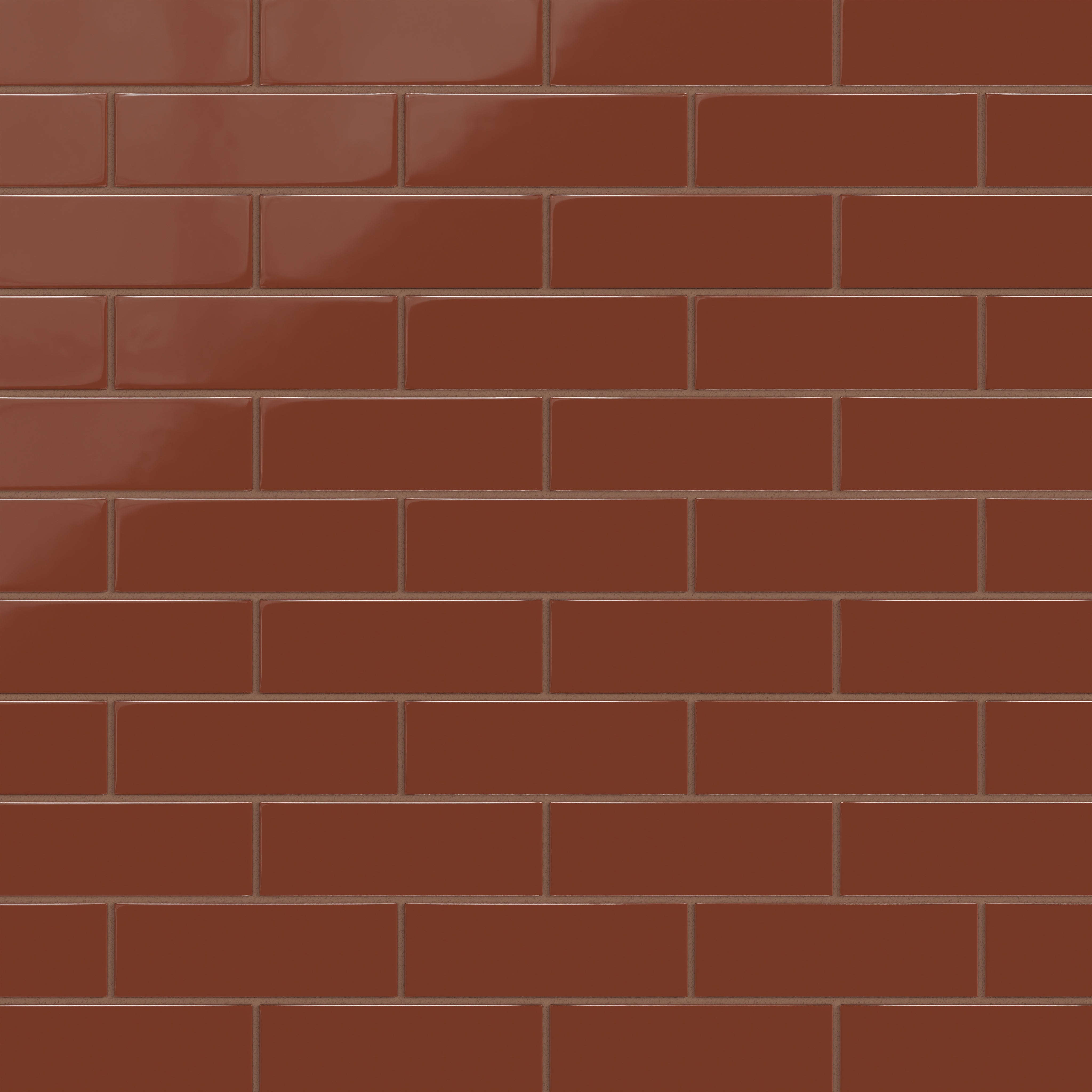 2x6 Natural Press Ceramic Tile in Red Iron Oxide Gloss