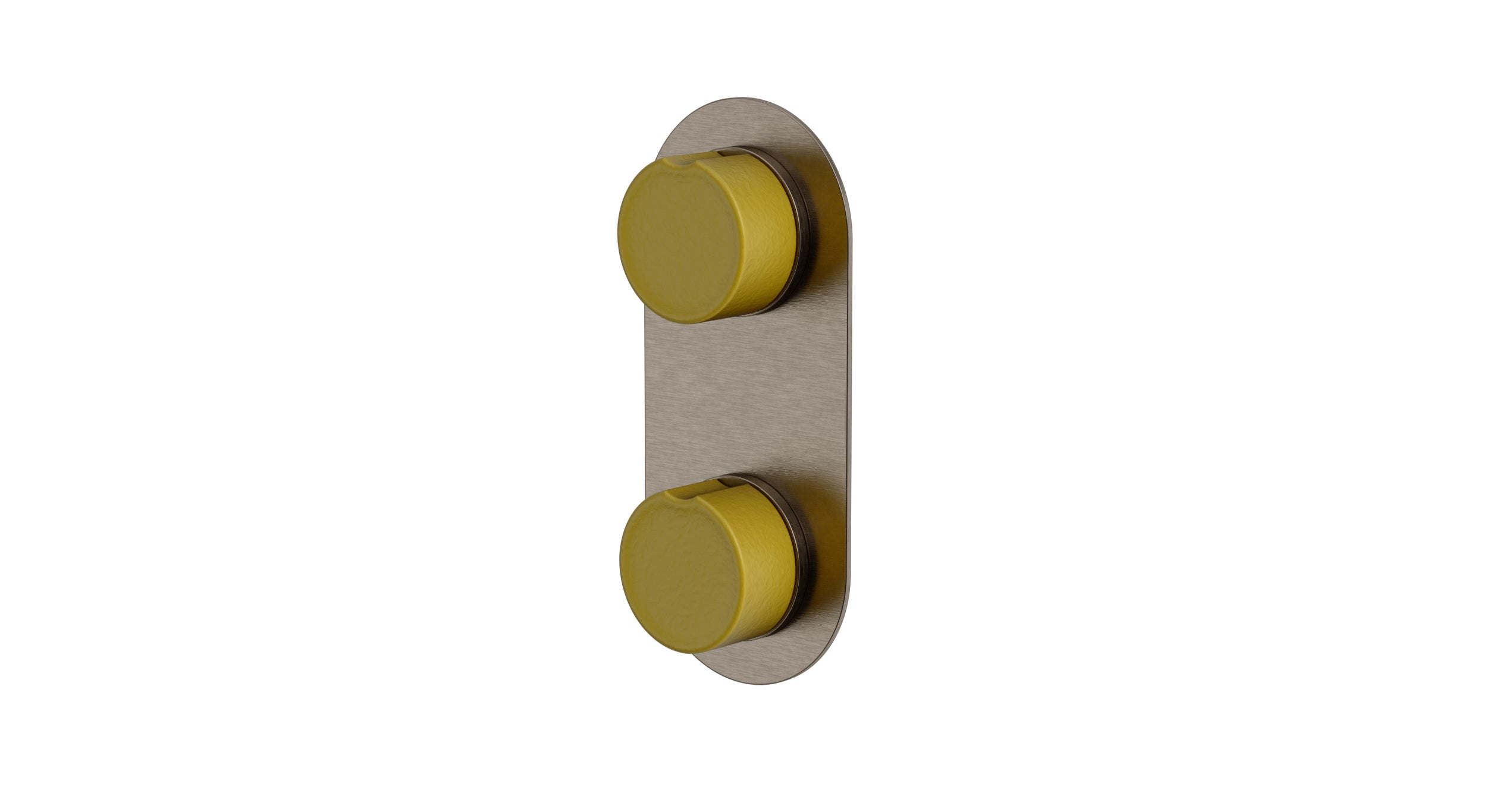 Foundry Two Handle Wall Mount Shower Trim with Groove Ceramic Knob Handles in Antique Nickel