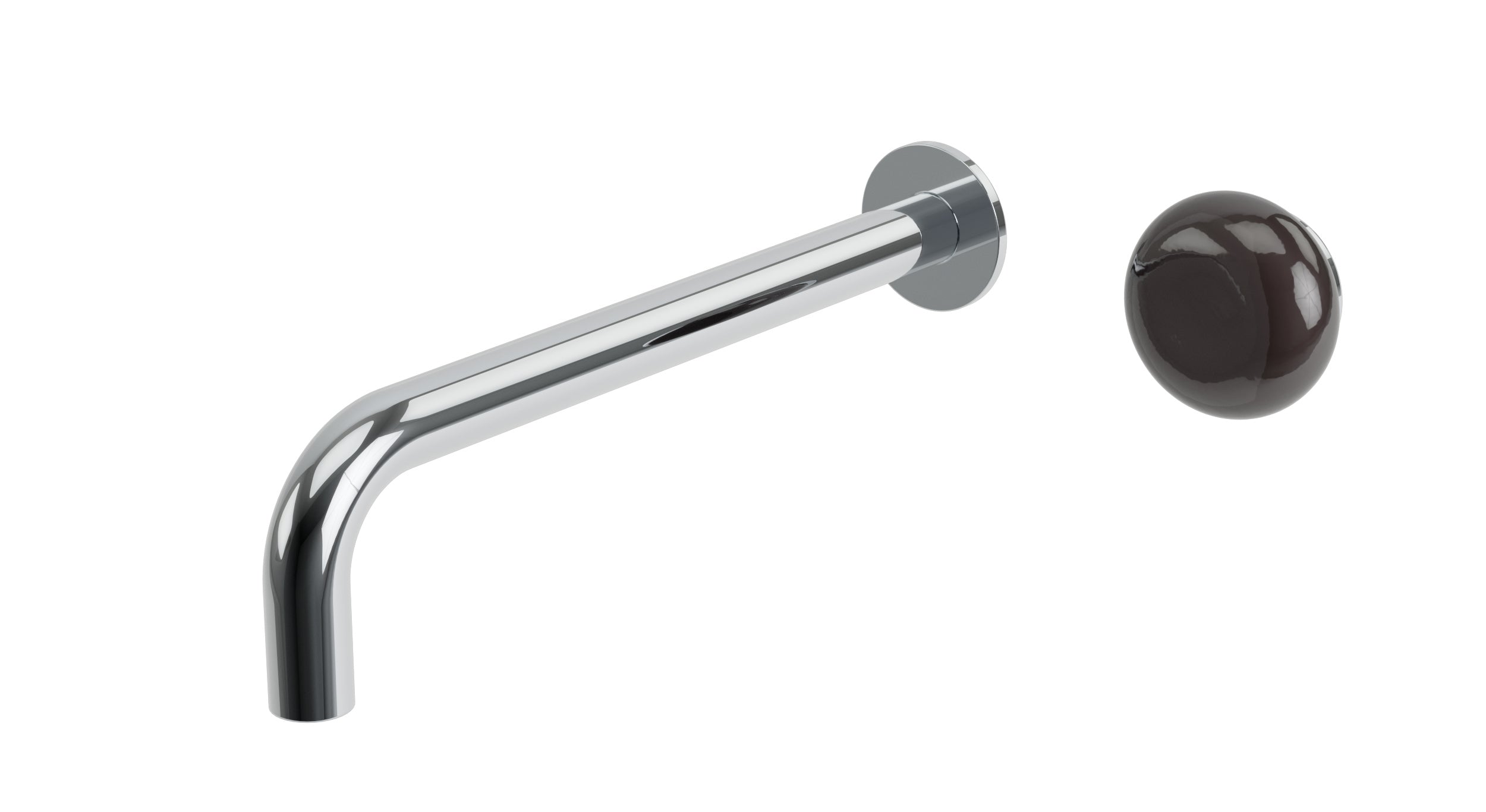 Foundry One Handle Wall Mount 10" Lavatory Faucet with Pebble Ceramic Knob Handle in Polished Chrome