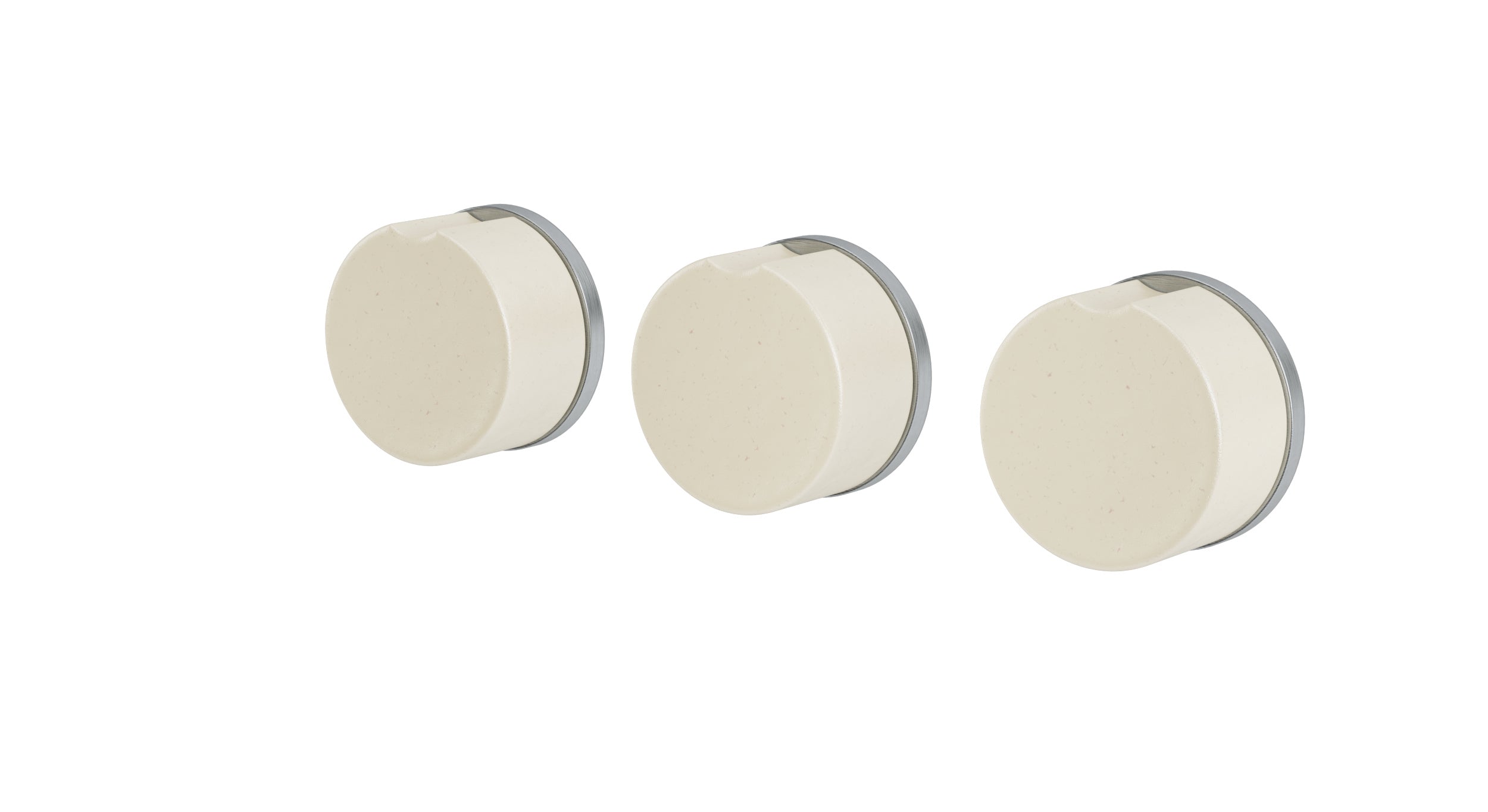 Foundry Three Handle Wall Mount Bath Trim with Diverter/Volume Control and Groove Ceramic Knob Handles in Satin Chrome