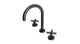Contour Two Handle Deck Mount Gooseneck Lavatory Faucet with Soft Cross Handles in Antique Bronze