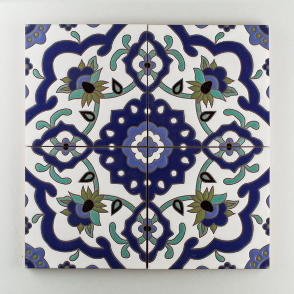 8x8 Handpainted Tile Grandola in Cool Motif