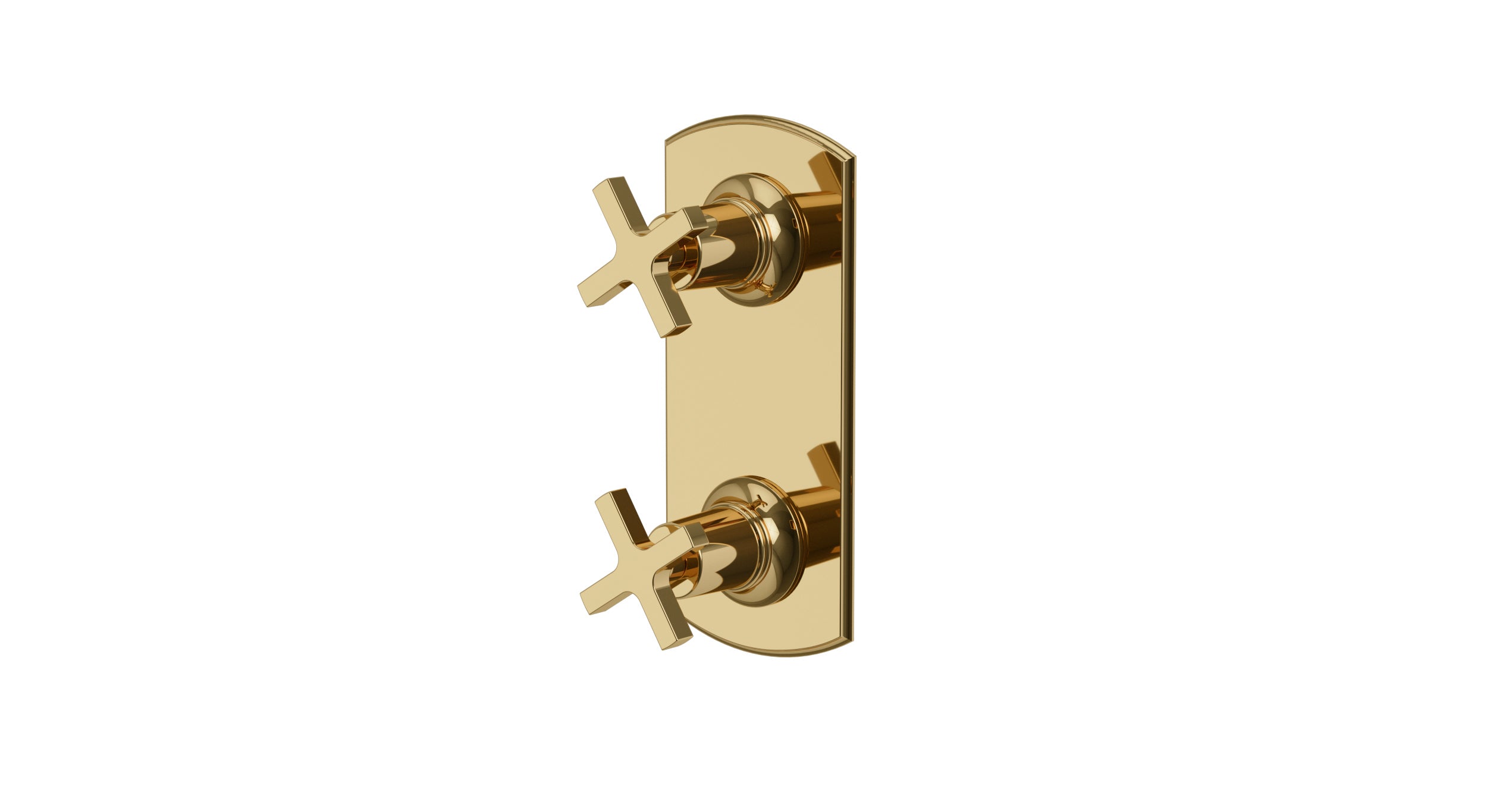 Emerson Two Handle Wall Mount Shower Trim with Classic Cross Handles in Polished Brass