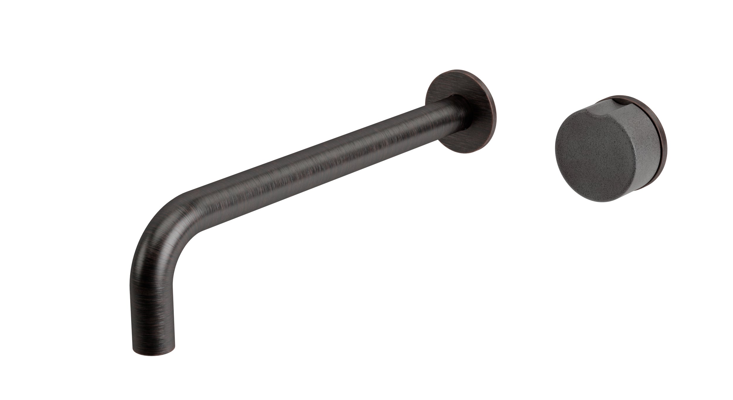 Foundry One Handle Wall Mount 10" Lavatory Faucet with Groove Ceramic Knob Handle in Antique Bronze