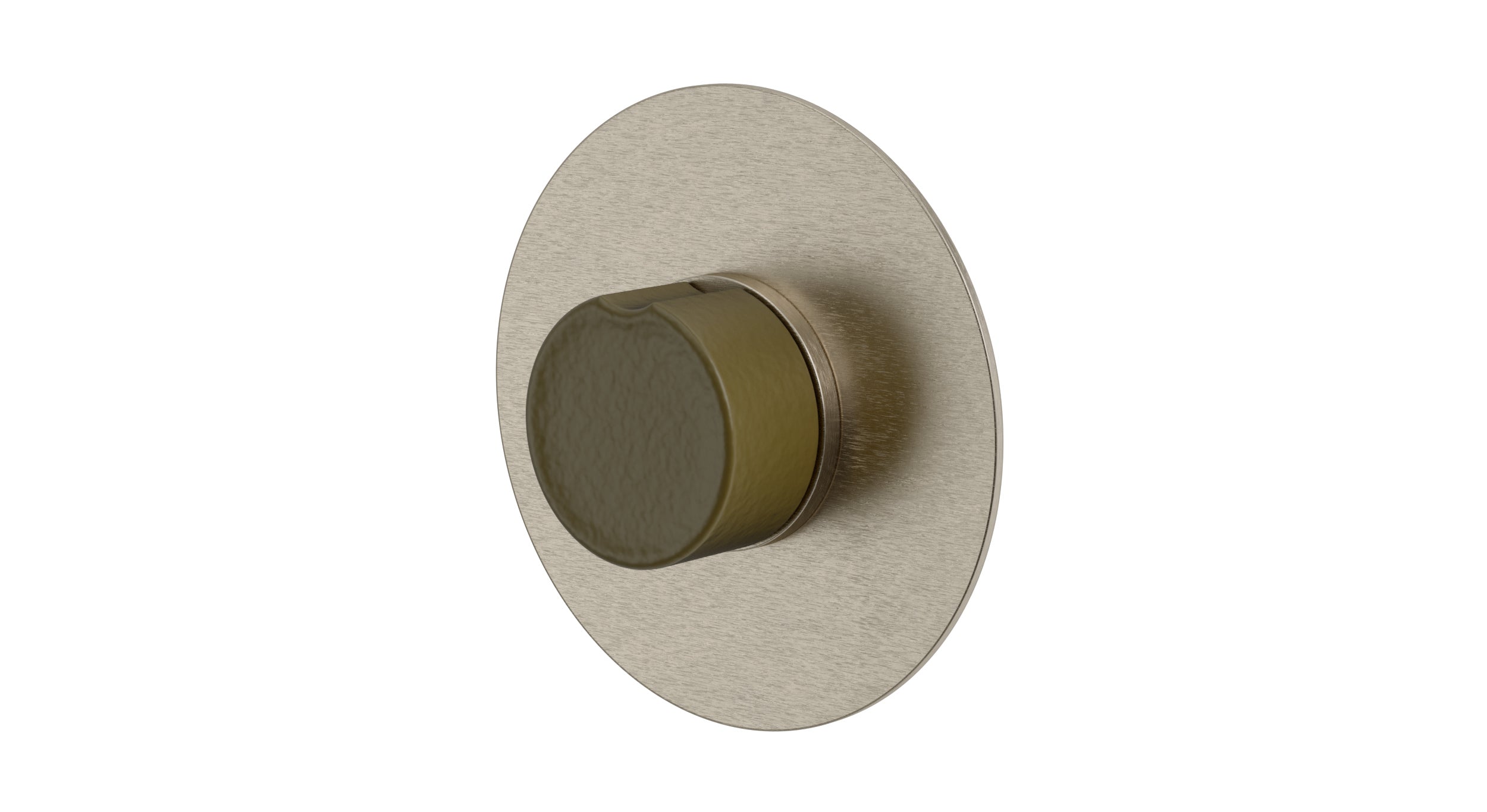 Foundry One Handle Wall Mount Shower Trim with Groove Ceramic Knob Handle in Satin Nickel