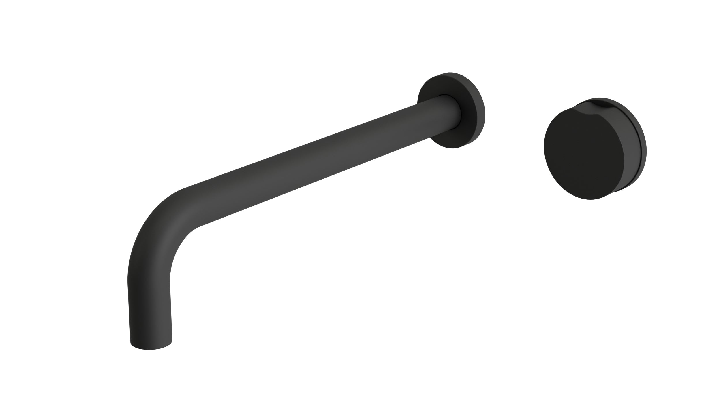 Foundry One Handle Wall Mount 12" Lavatory Faucet with Barrel Knob Handle in Matte Black