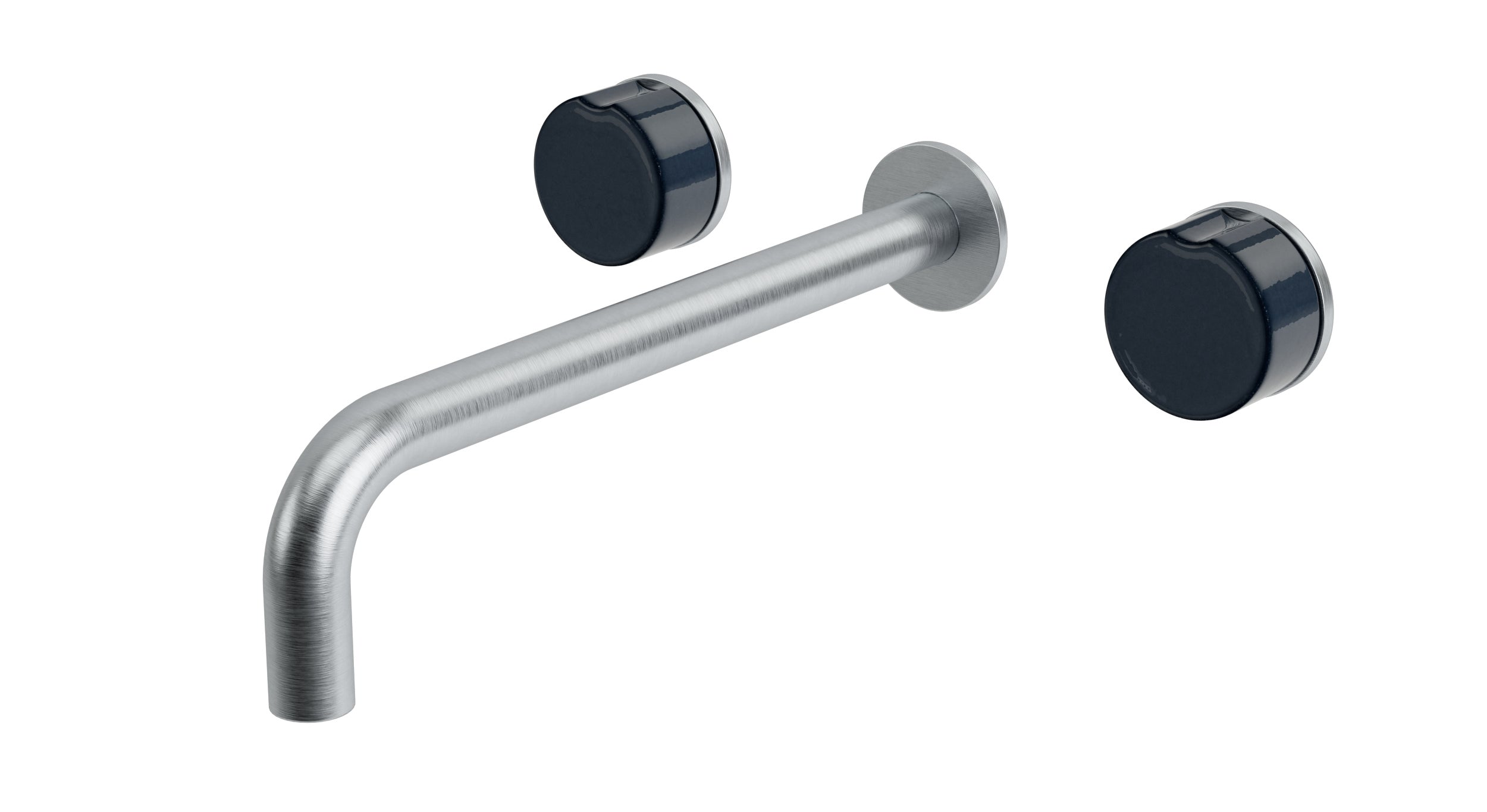 Foundry Two Handle Wall Mount 10" Lavatory Faucet with Groove Ceramic Knob Handles in Satin Chrome