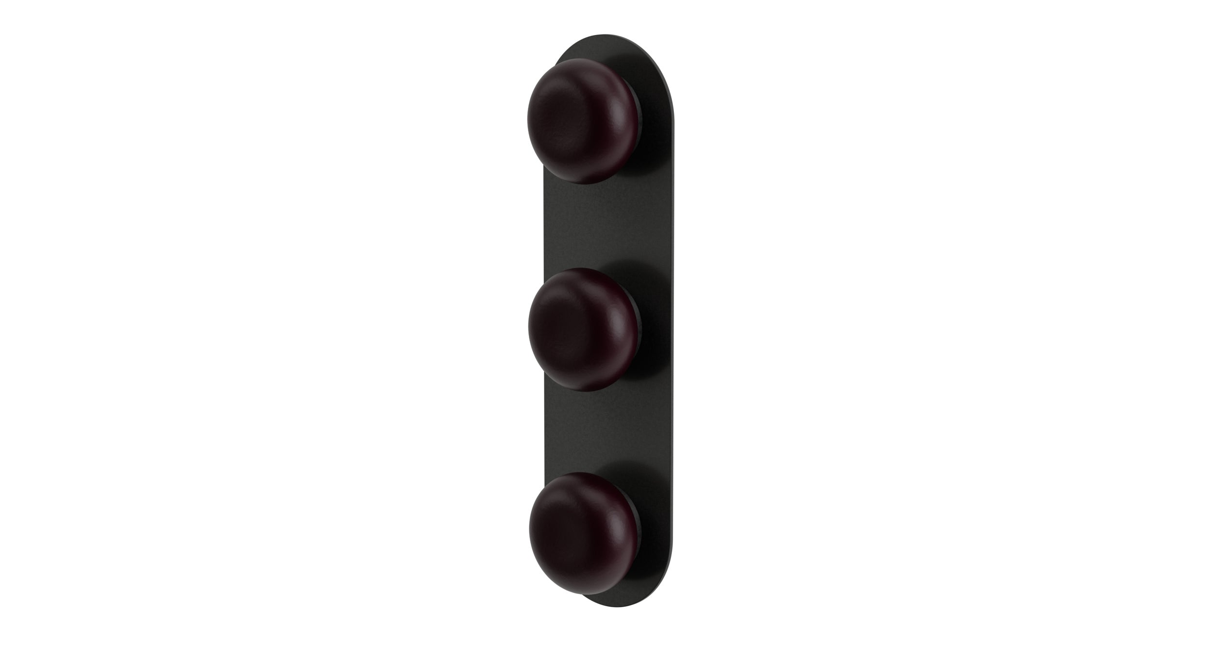 Foundry Three Handle Wall Mount Shower Trim with Pebble Ceramic Knob Handles in Blackened Nickel