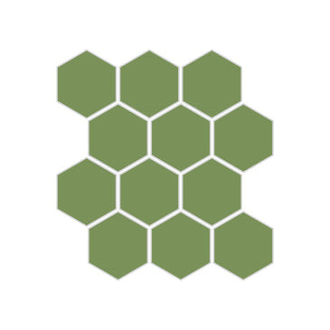 2" Hexagon Sheeted Original Ceramic Mosaic Tile in Kelp Matte