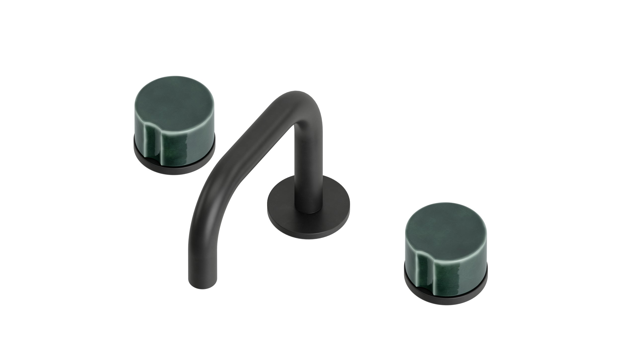 Foundry Two Handle Deck Mount Squaretop Lavatory Faucet with Groove Ceramic Knob Handles in Oil Rubbed Bronze