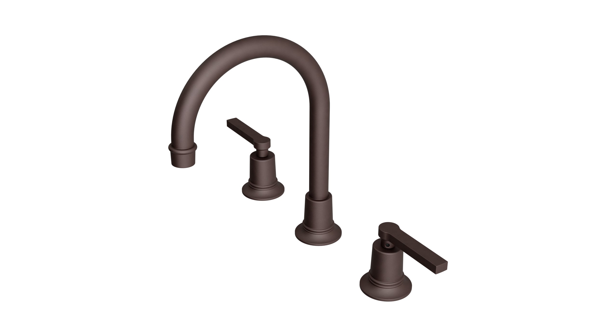 Emerson Two Handle Deck Mount Gooseneck Lavatory Faucet with Classic Lever Handles in Architectural Copper