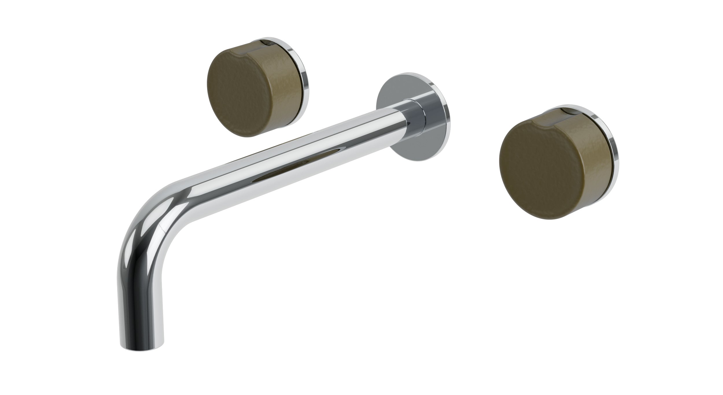 Foundry Two Handle Wall Mount 7.5" Lavatory Faucet with Groove Ceramic Knob Handles in Polished Chrome