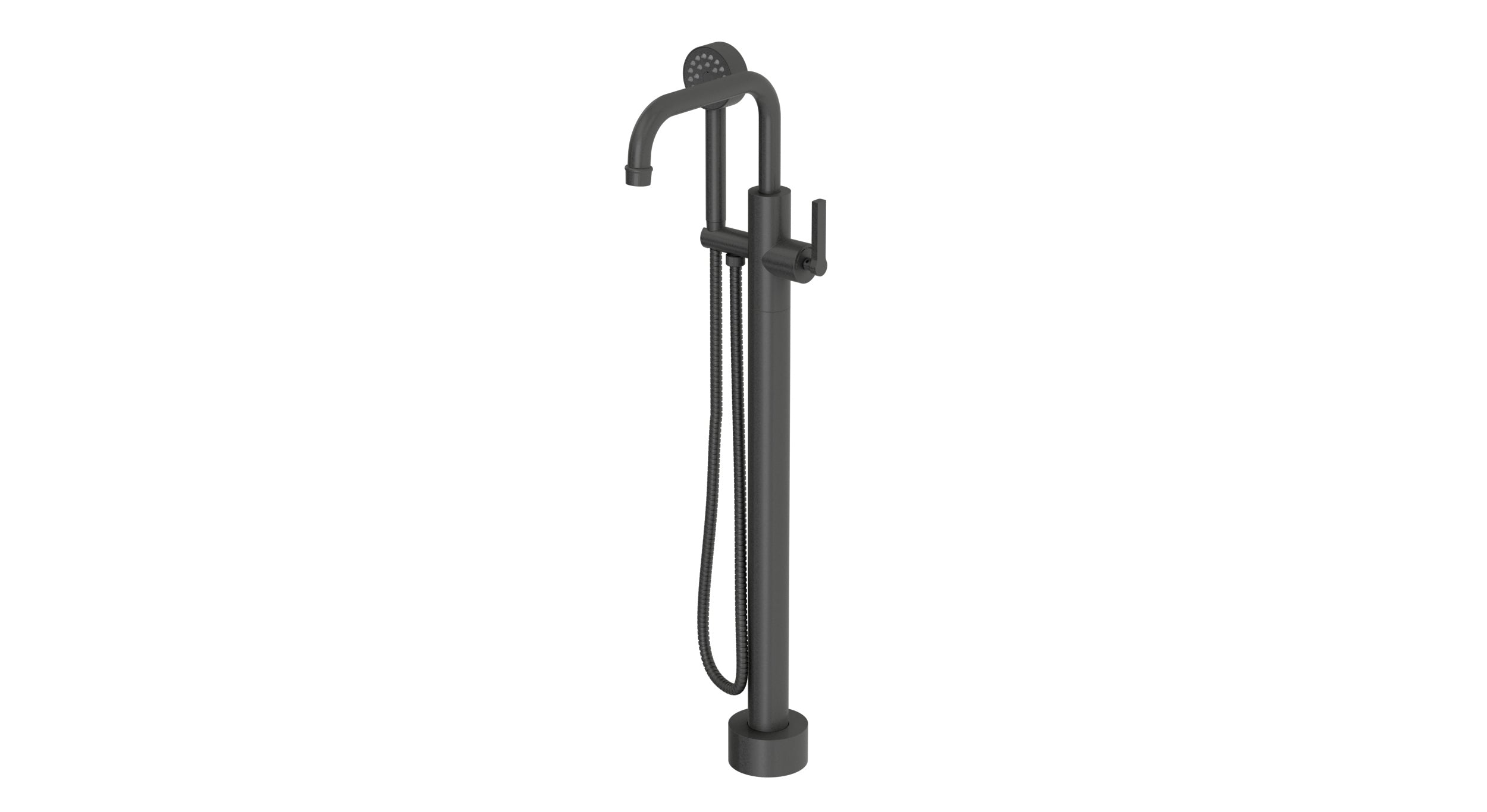 Emerson One Handle Floor Mount Squaretop Bath Trim with Hand Shower and Classic Lever Handle in Blackened Nickel